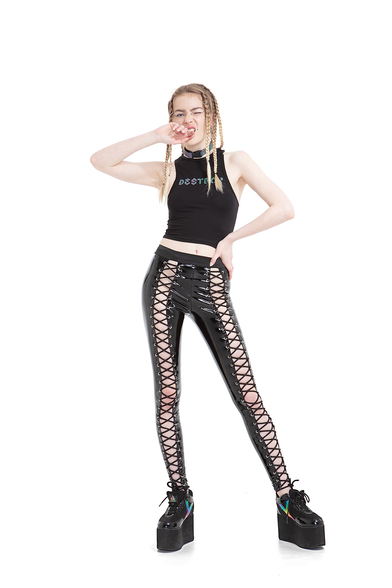 Reflective Rainbow Destroy cropped top