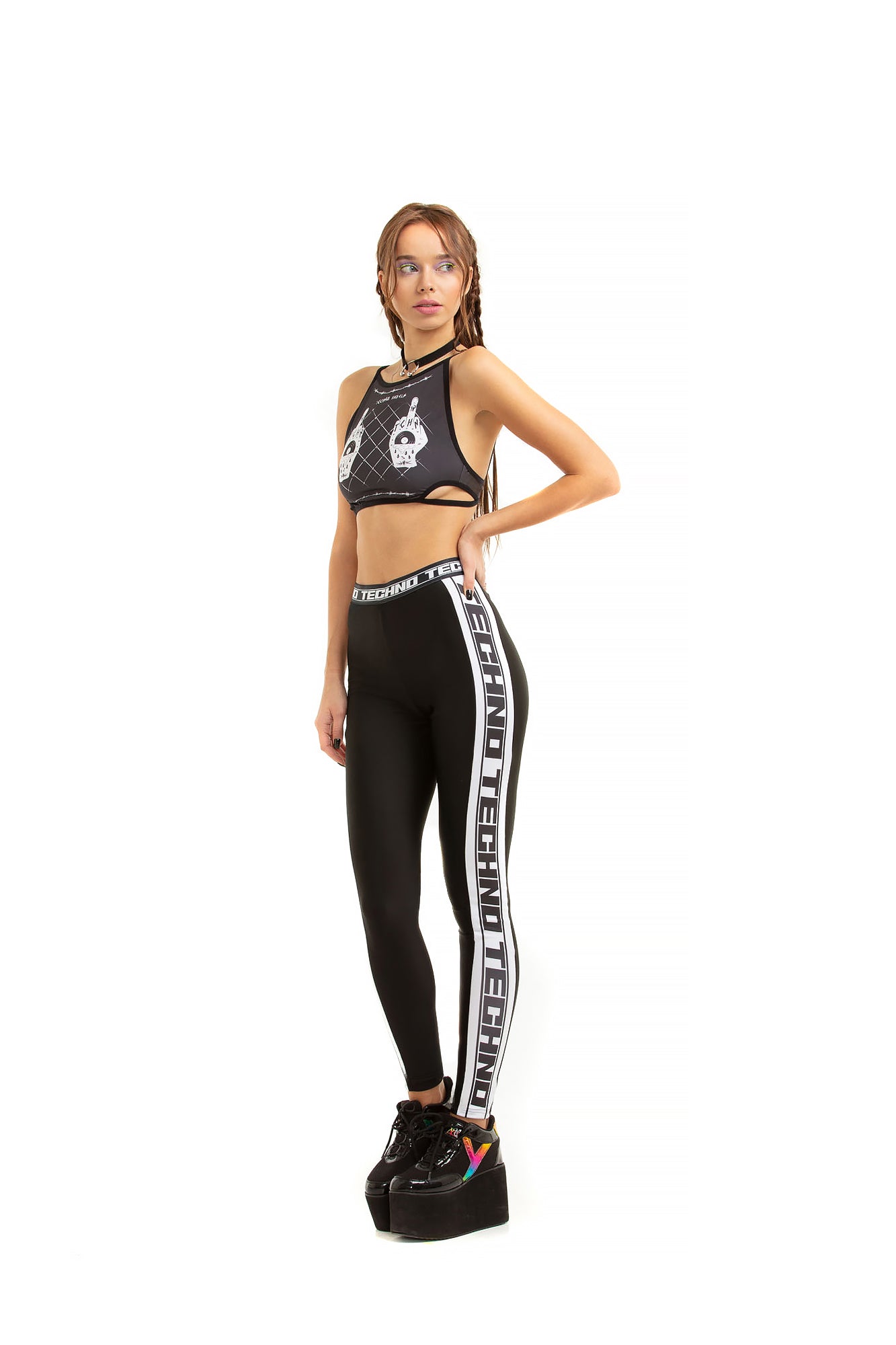 Techno Race-Leggings mit bedruckten Seitenstreifen