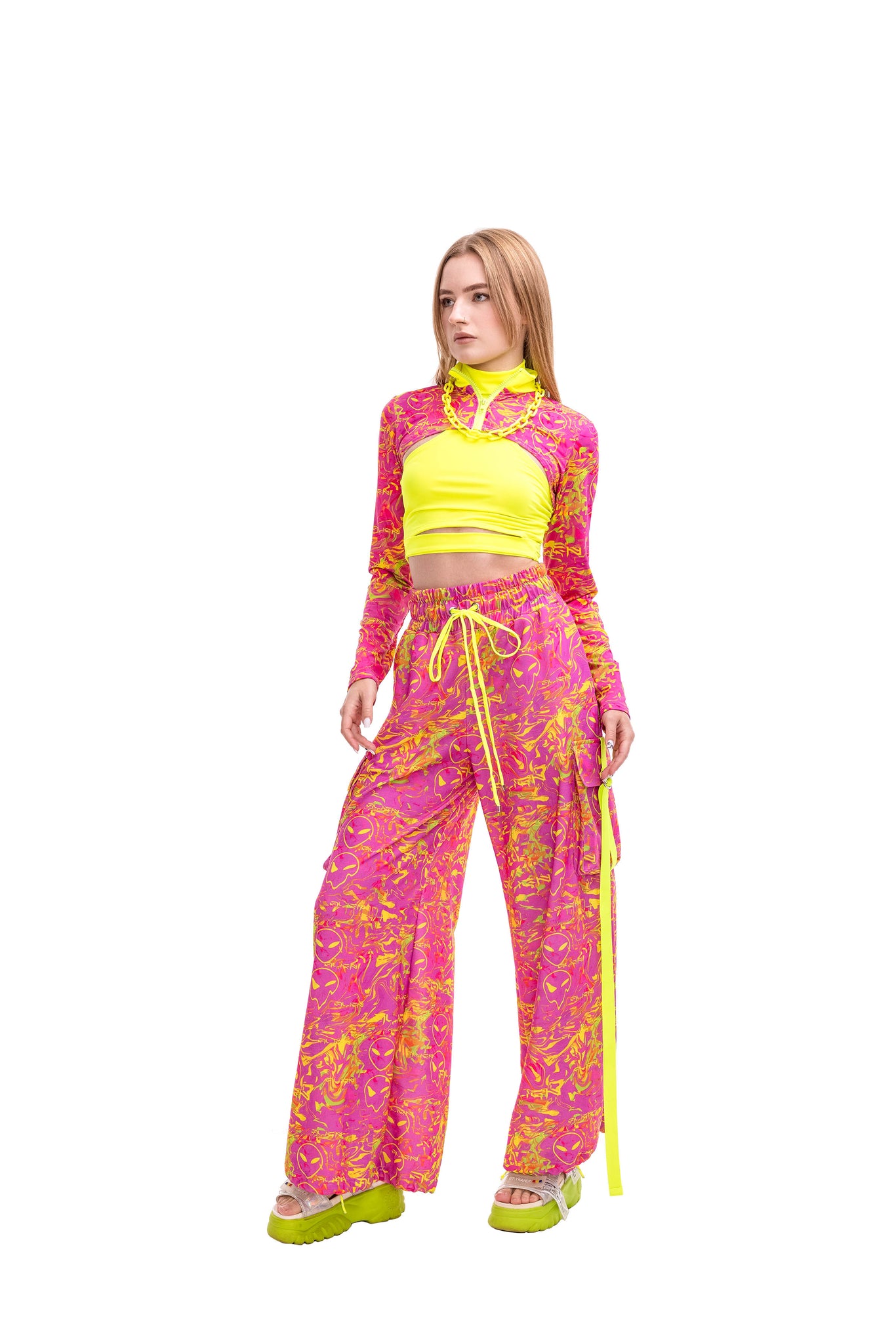 Pink Alien Flare Pants