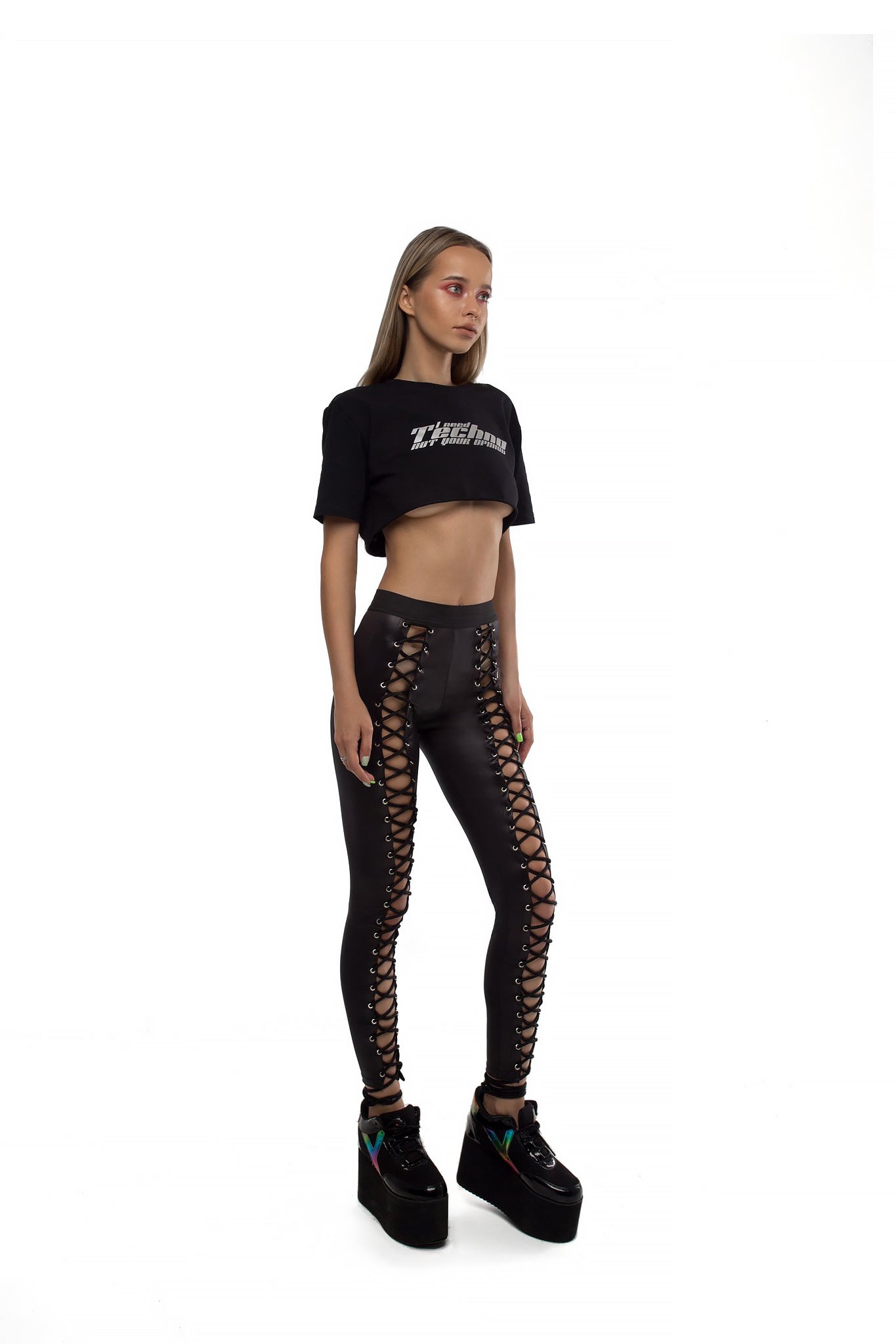 Lace up leggings (Black)