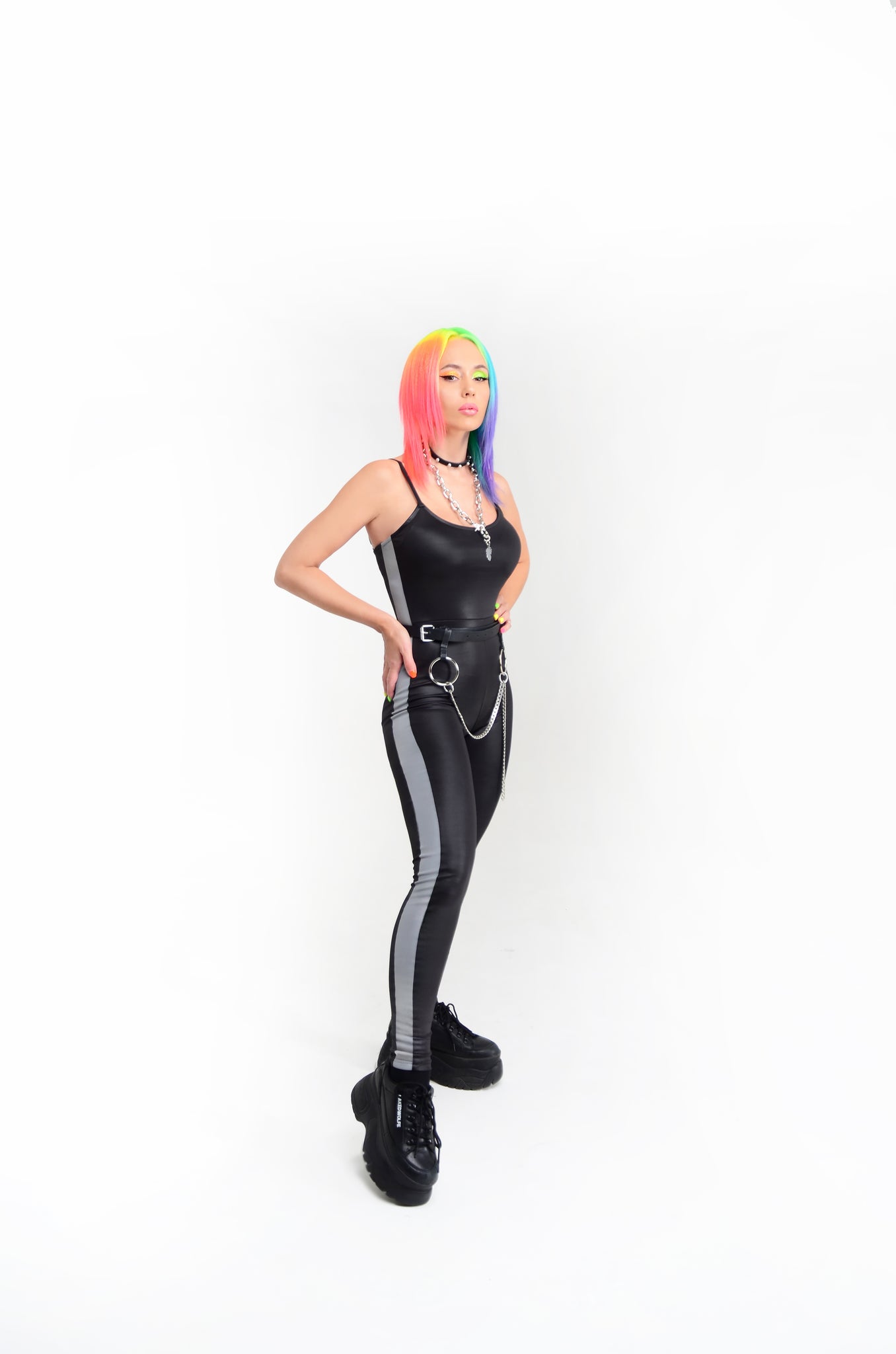 Unitard with reflective stripes