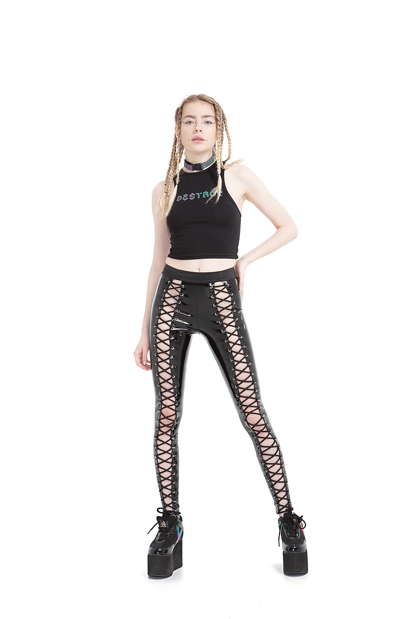 Reflective Rainbow Destroy cropped top