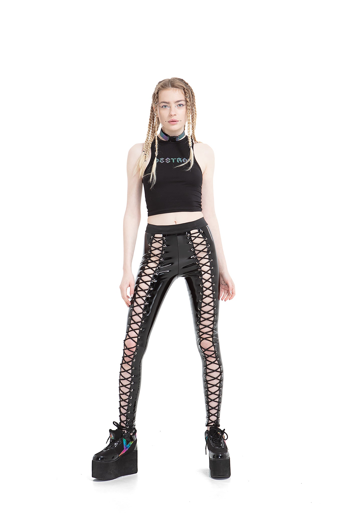 Reflective Rainbow Destroy cropped top