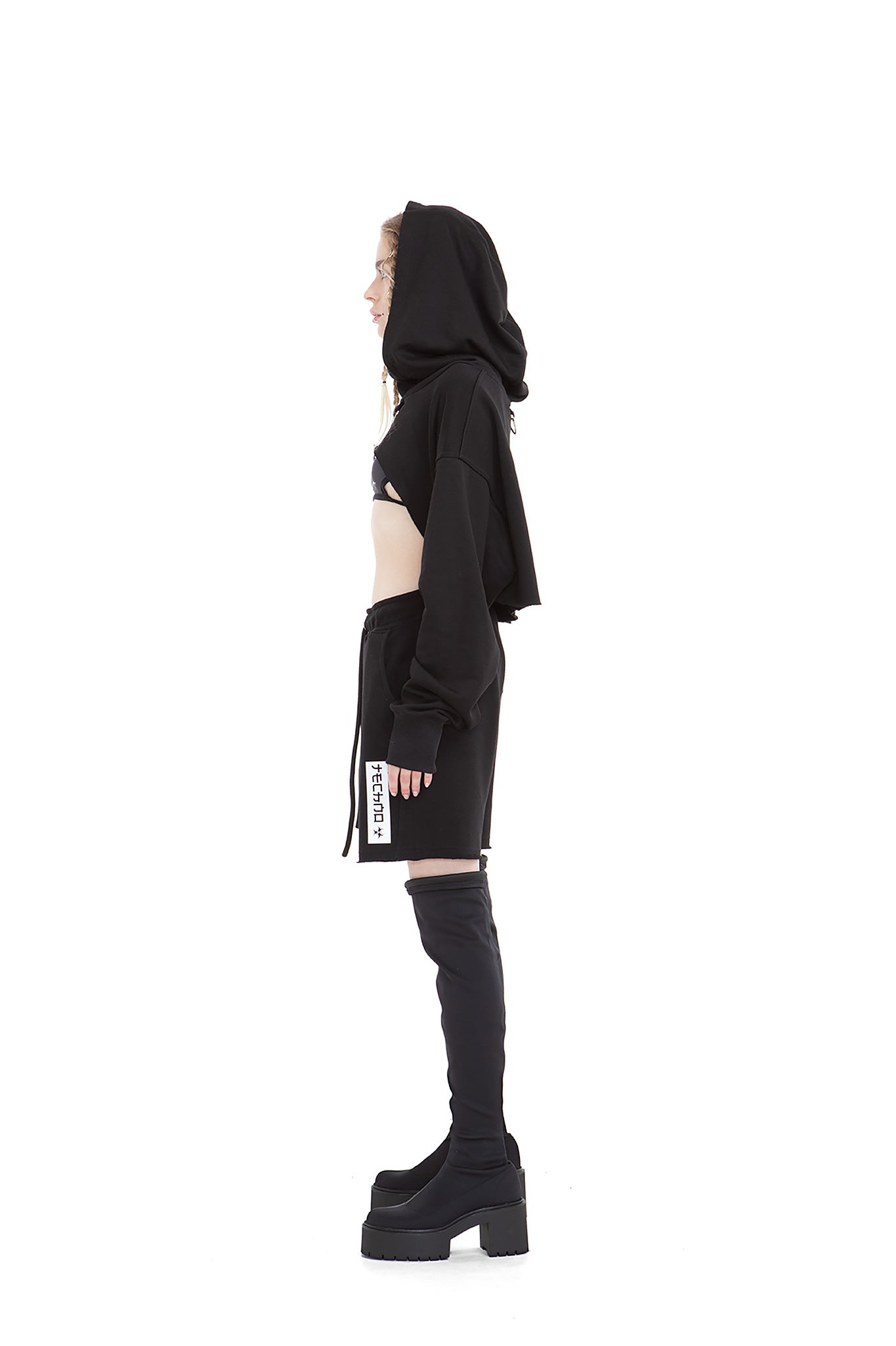 Black cropped hoodie