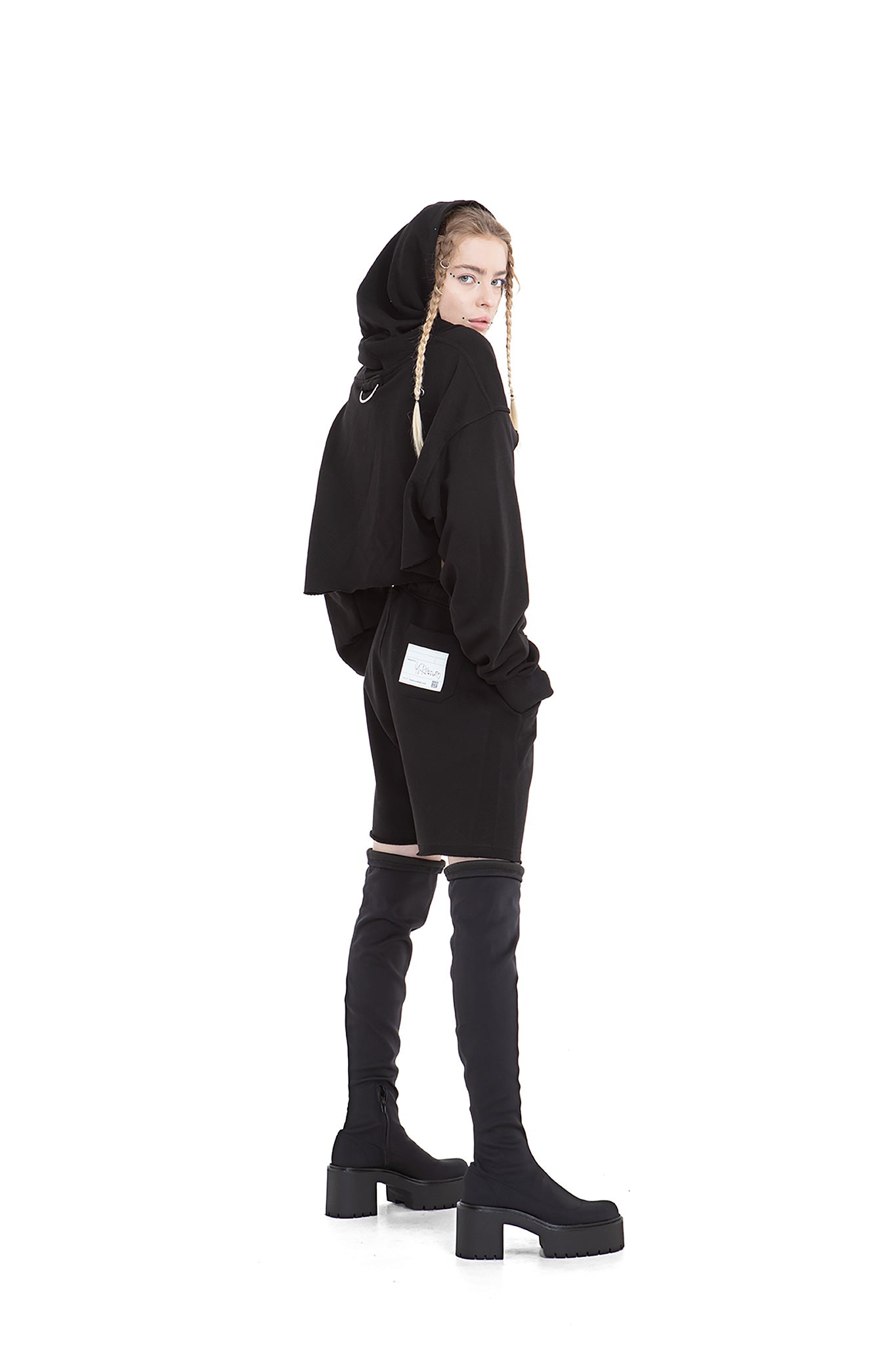 Black cropped hoodie