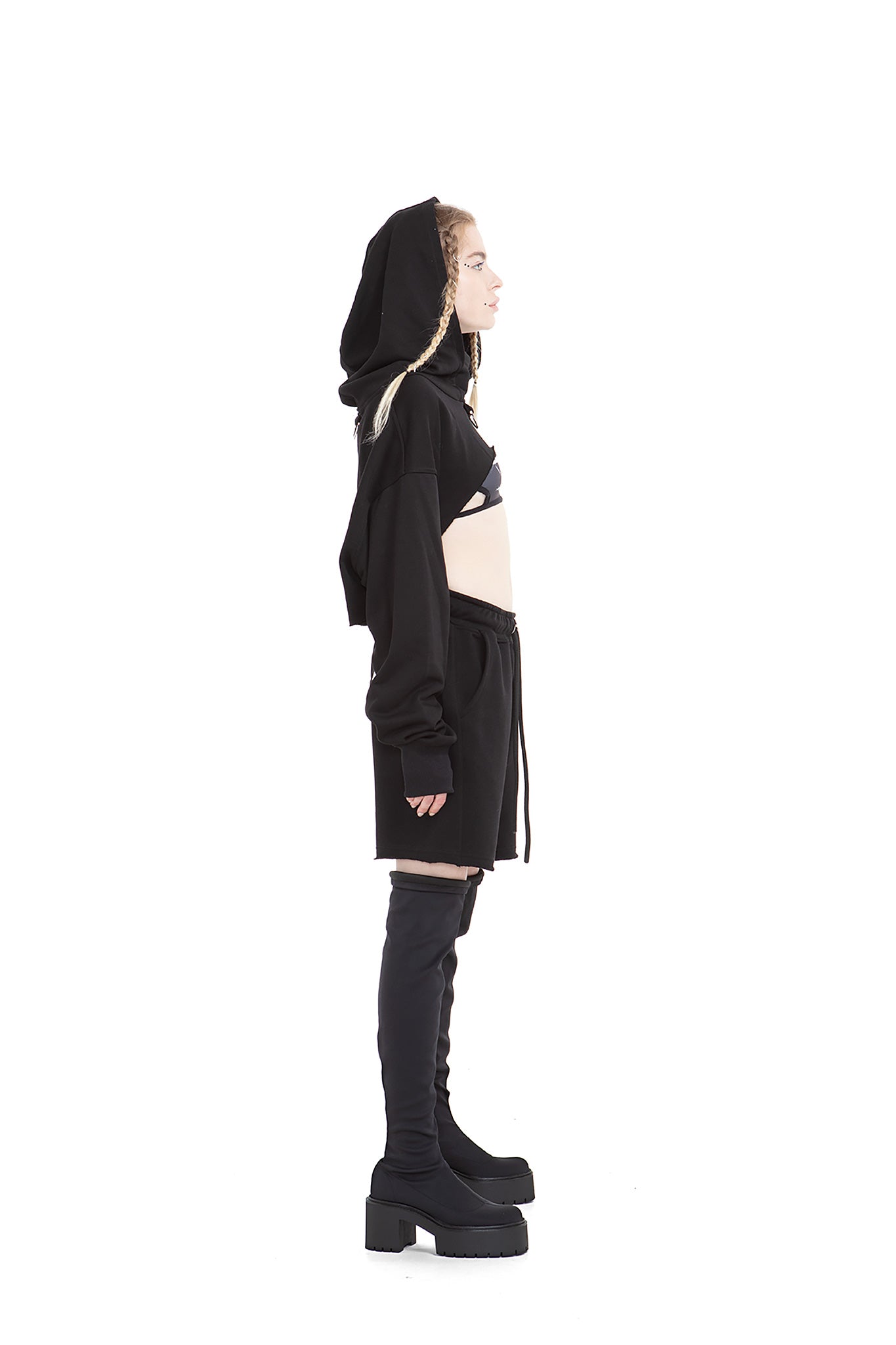 Black cropped hoodie