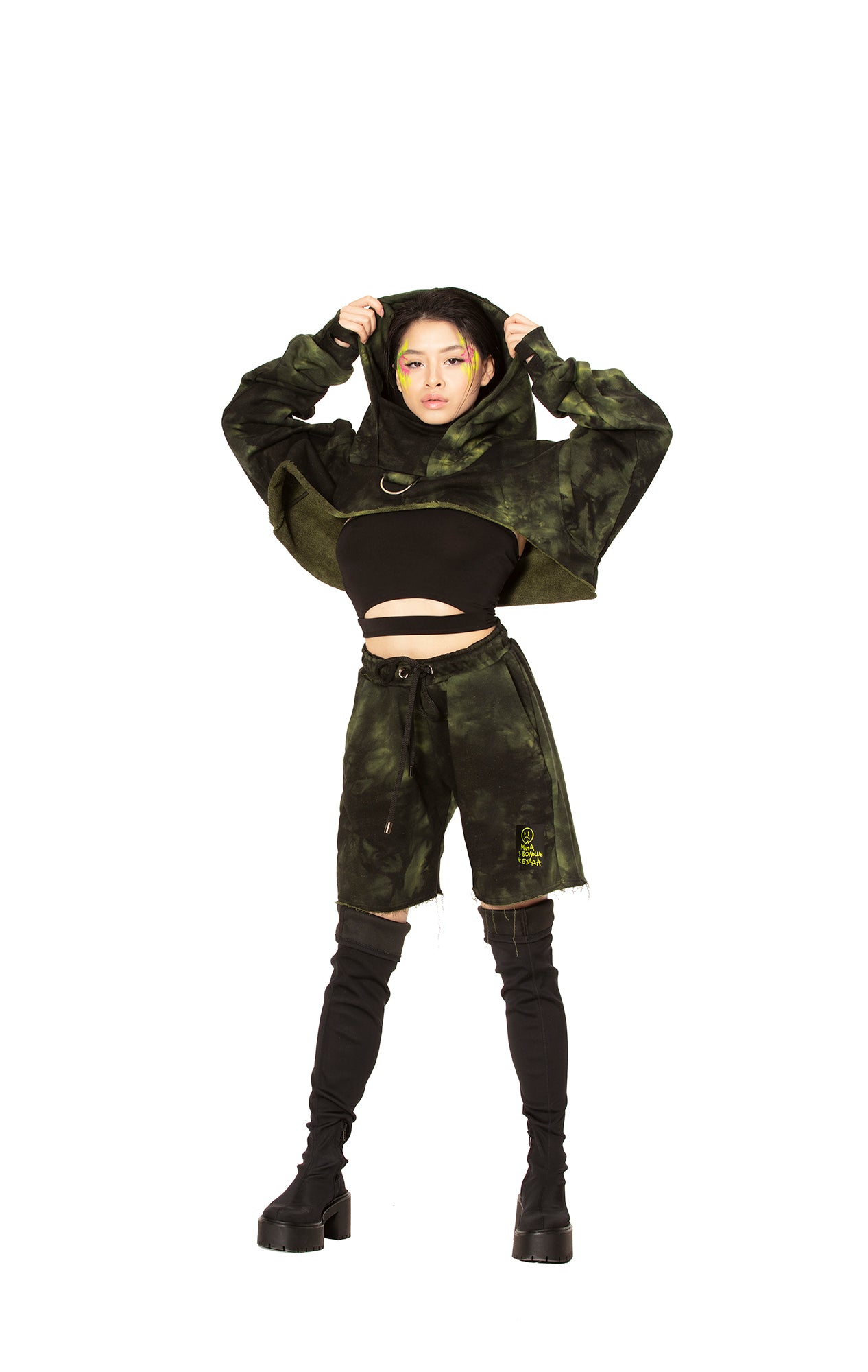 Tie Dye Green Relaxed Unisex shorts