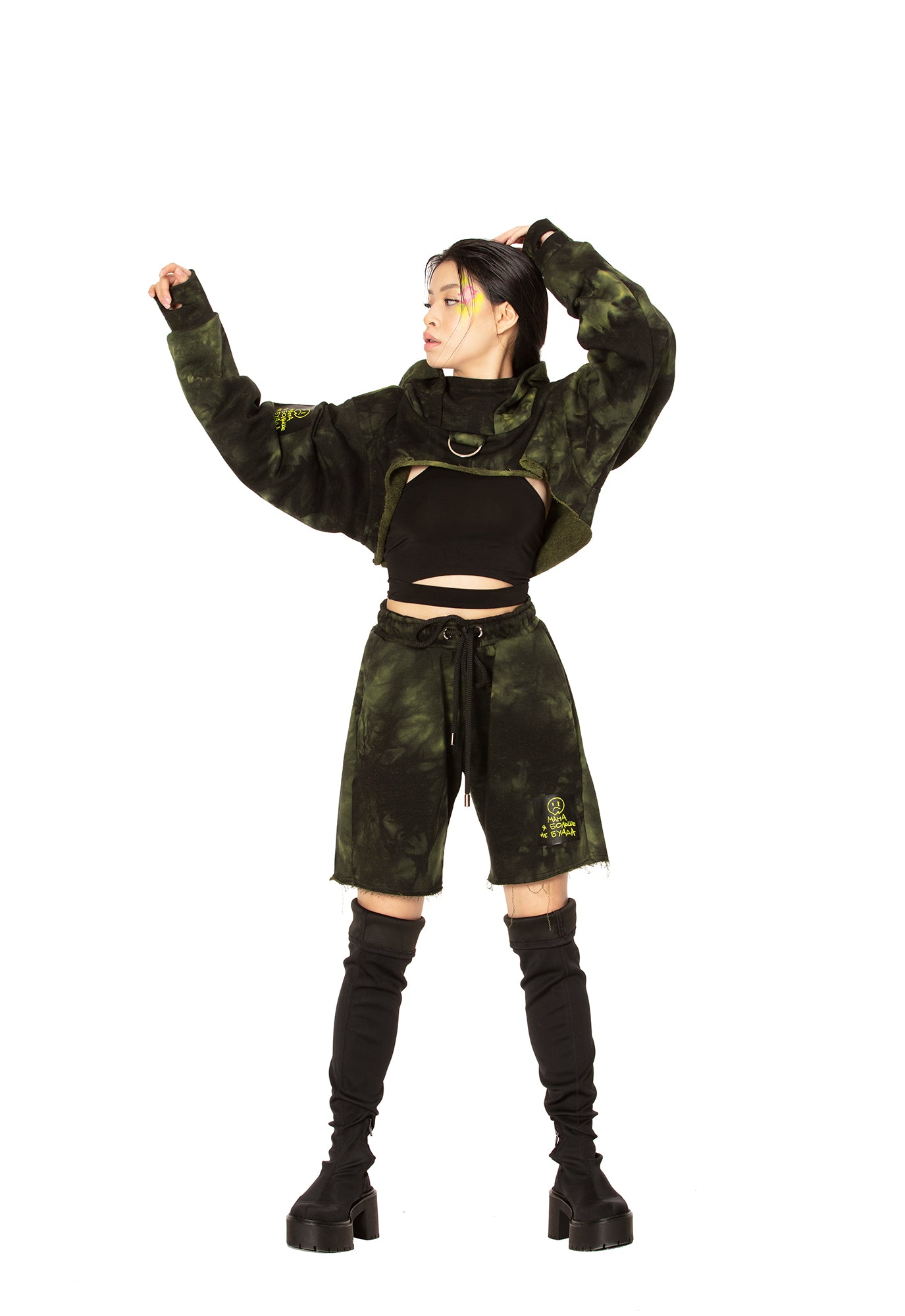 Tie Dye Green Relaxed Unisex shorts