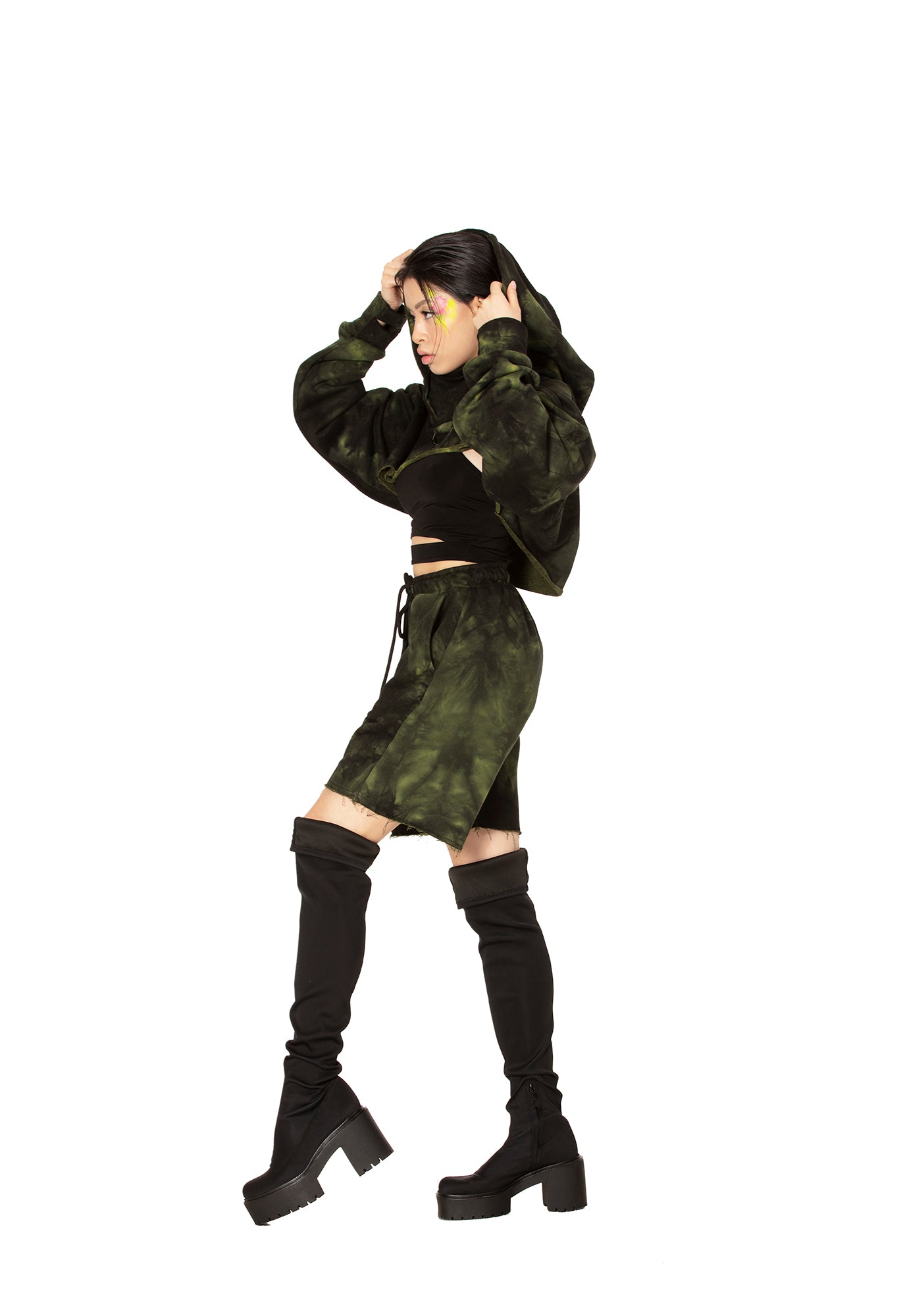 Tie Dye Green Relaxed Unisex shorts