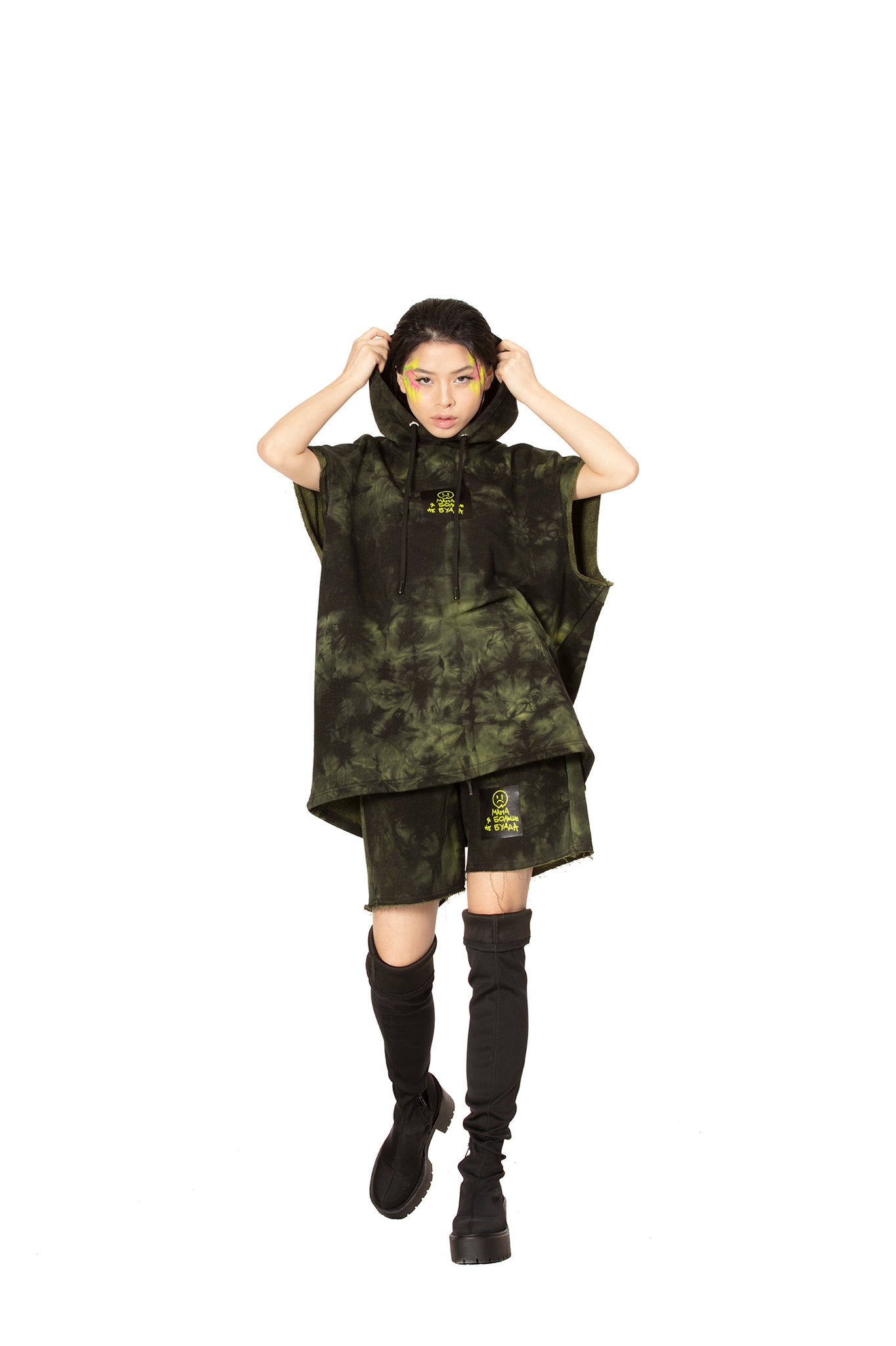 Tie Dye Green Unisex hooded vest