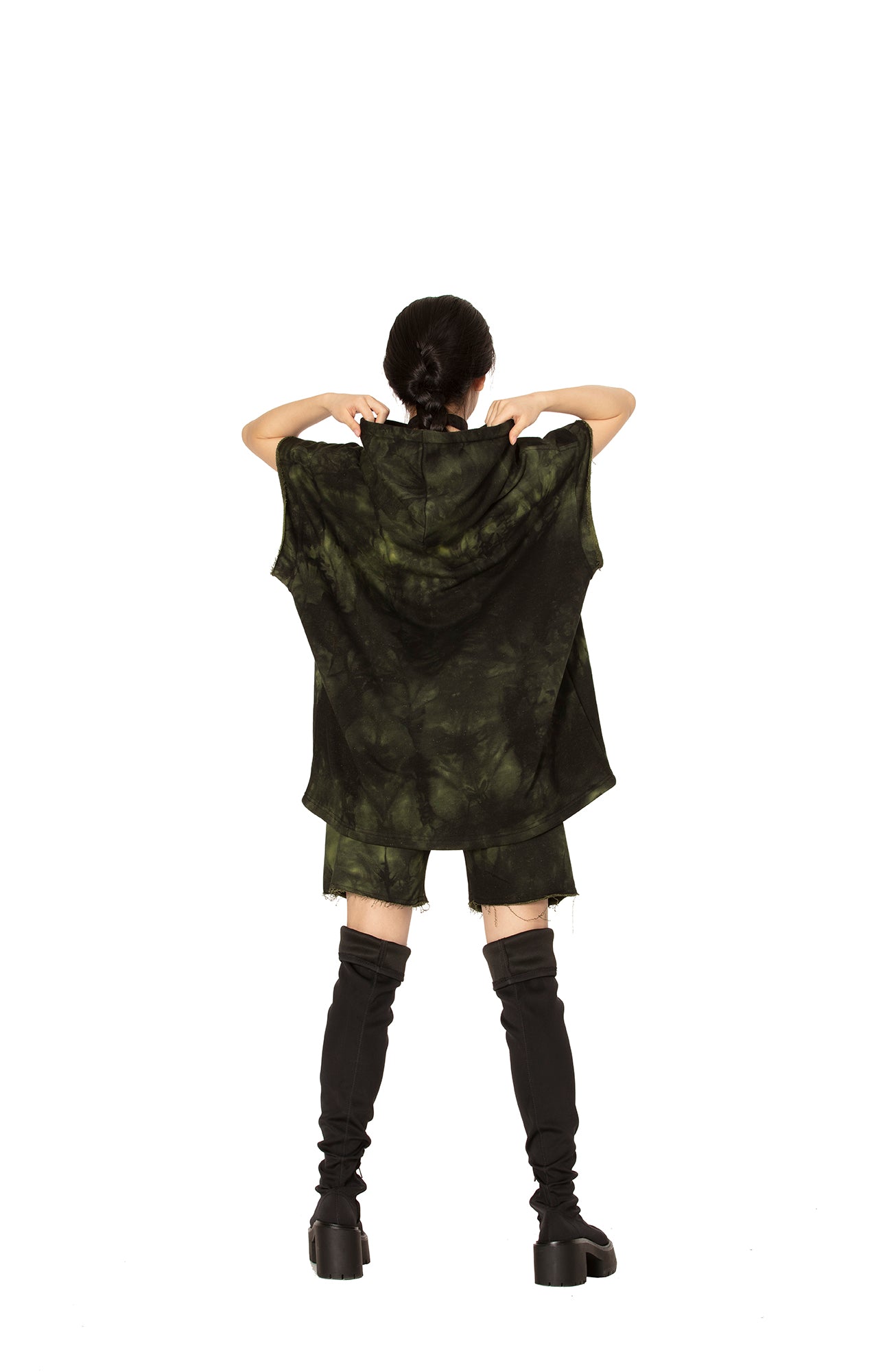 Tie Dye Green Unisex hooded vest