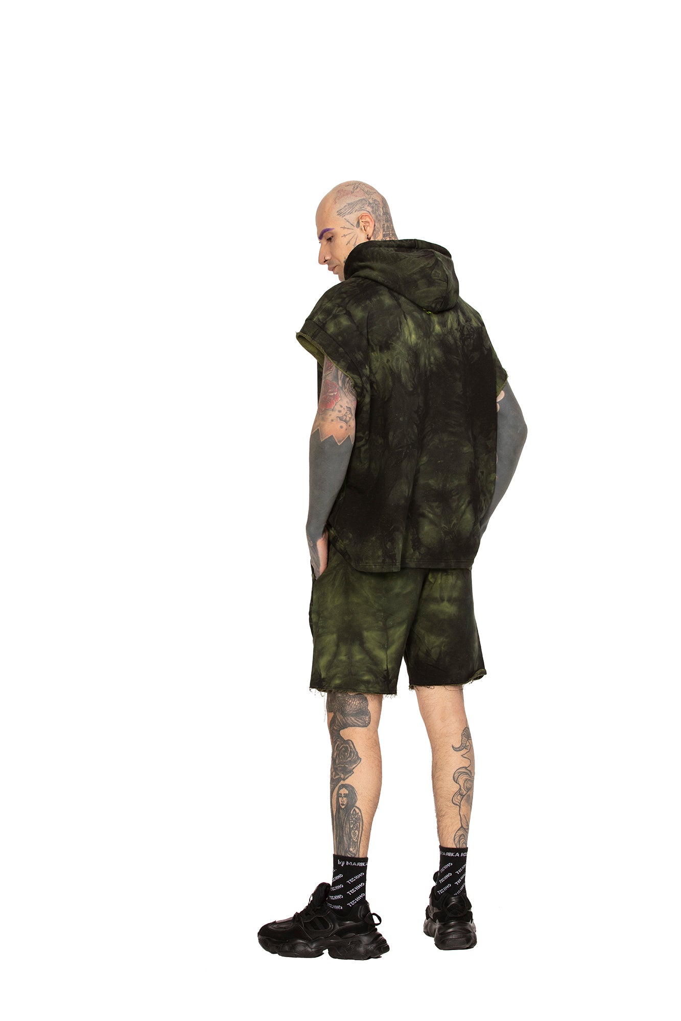 Tie Dye Green Unisex hooded vest