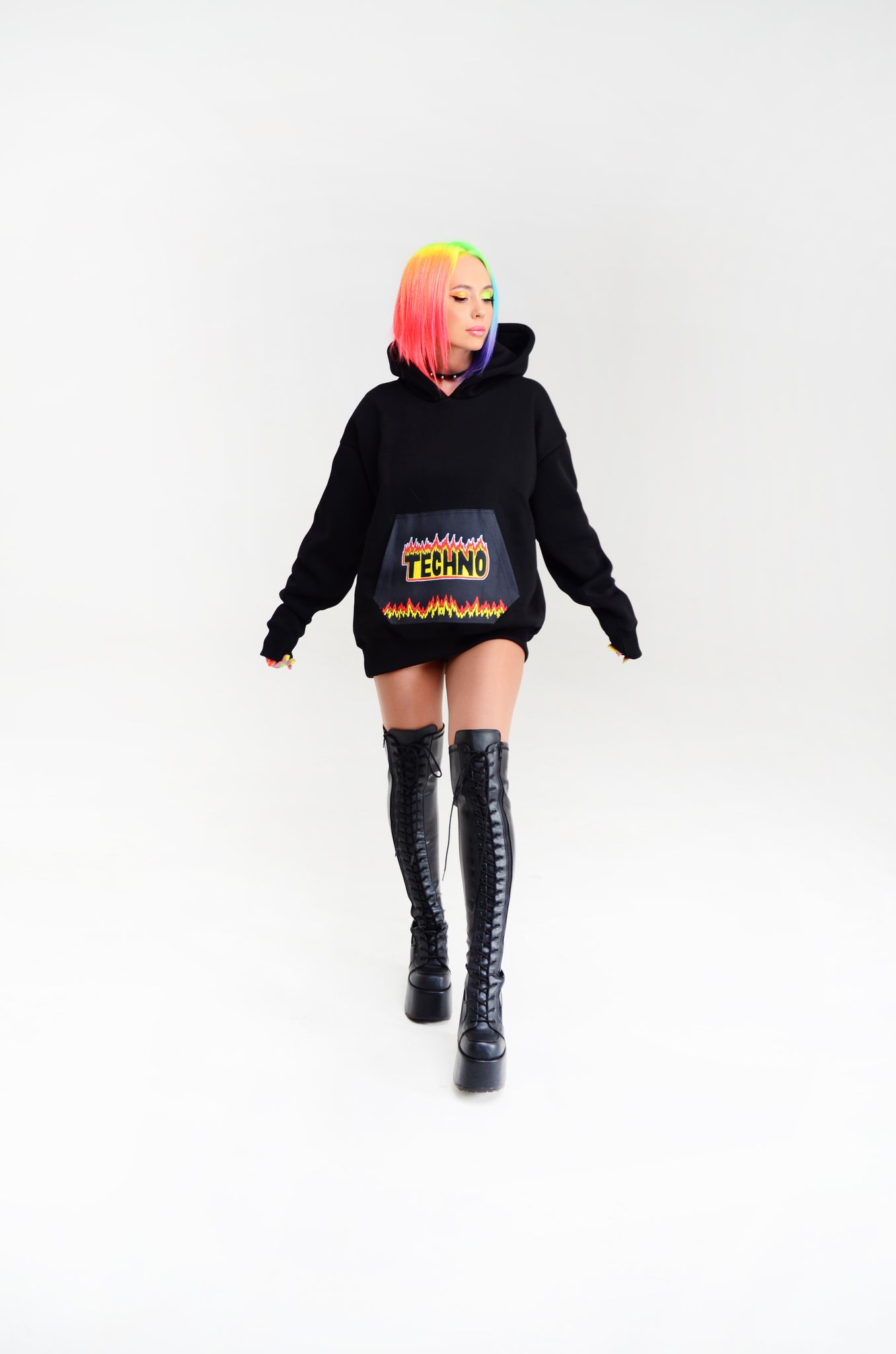 Fire Techno Unisex Regular fit Hoodie