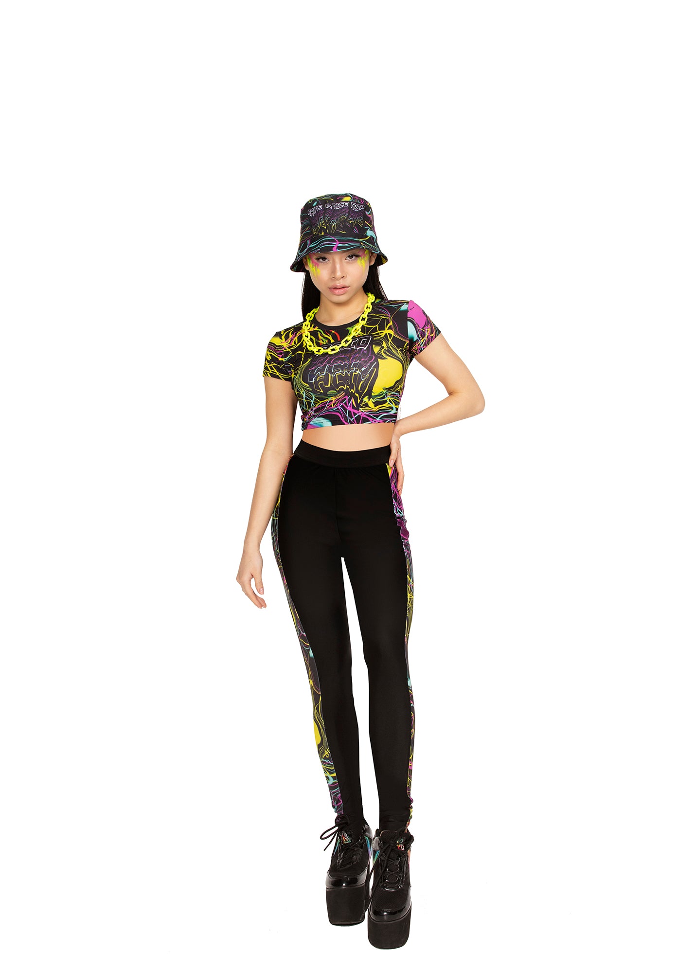 Acid Trip-Leggings mit bedruckten Seitenstreifen