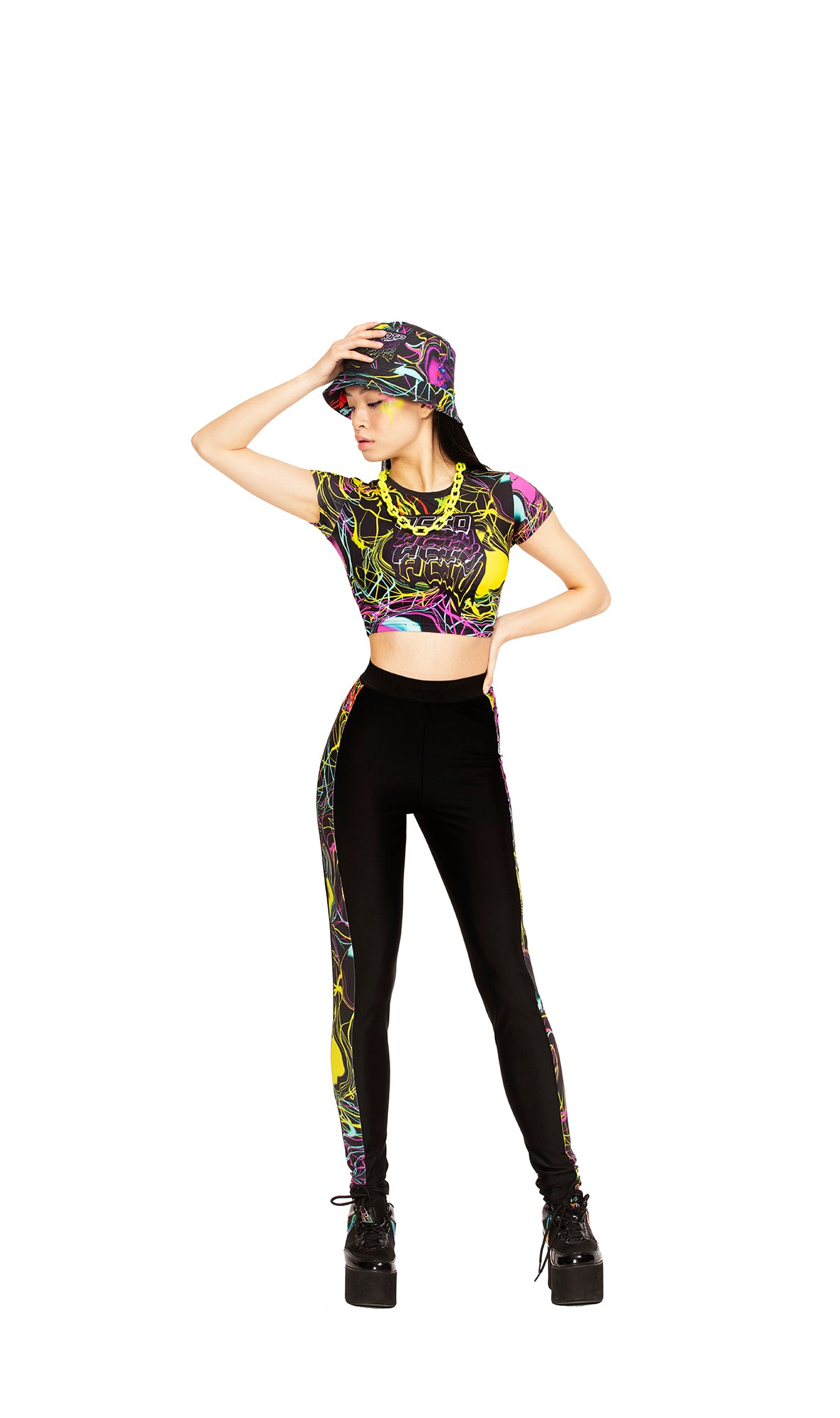 Acid Trip-Leggings mit bedruckten Seitenstreifen