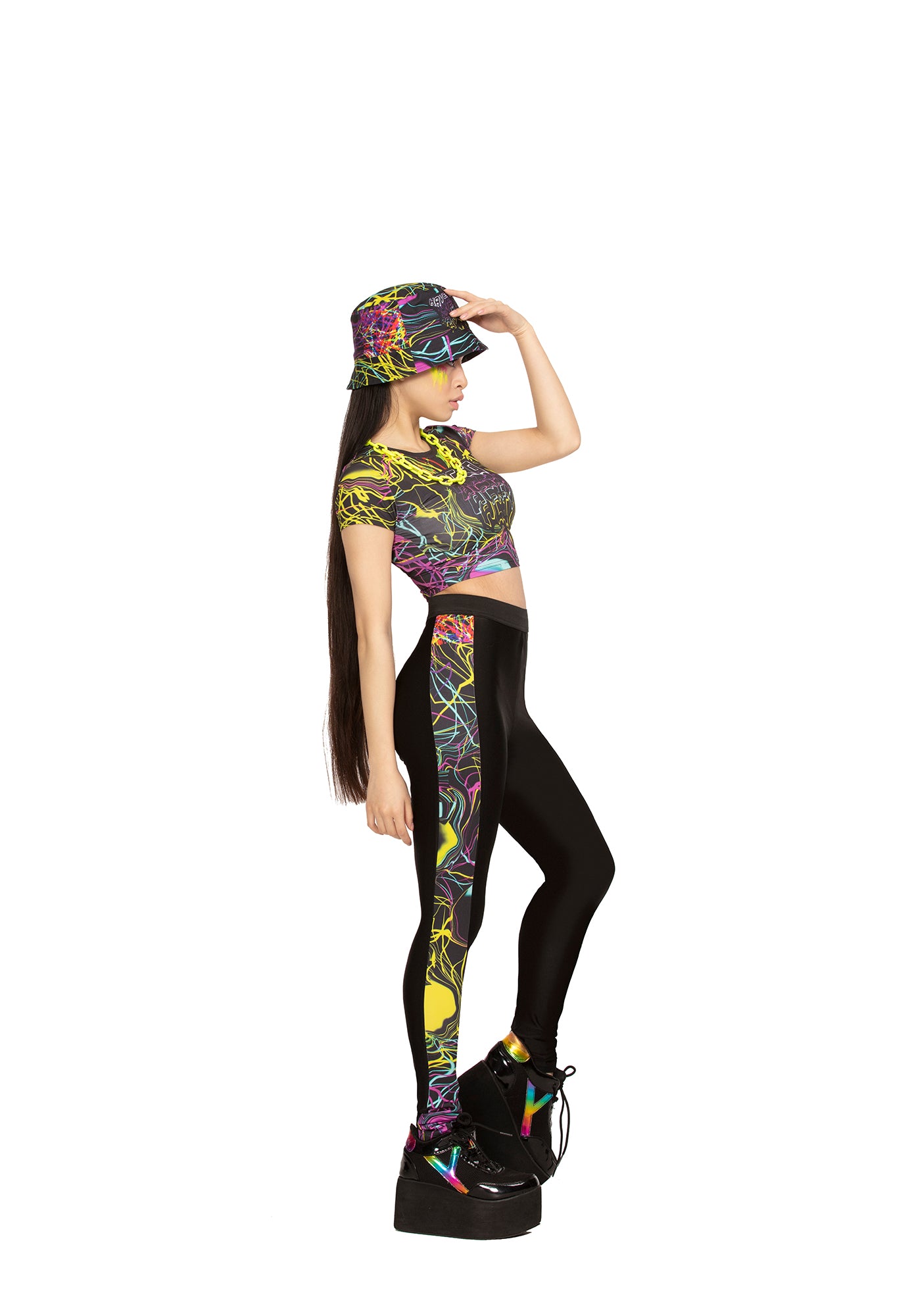 Acid Trip-Leggings mit bedruckten Seitenstreifen