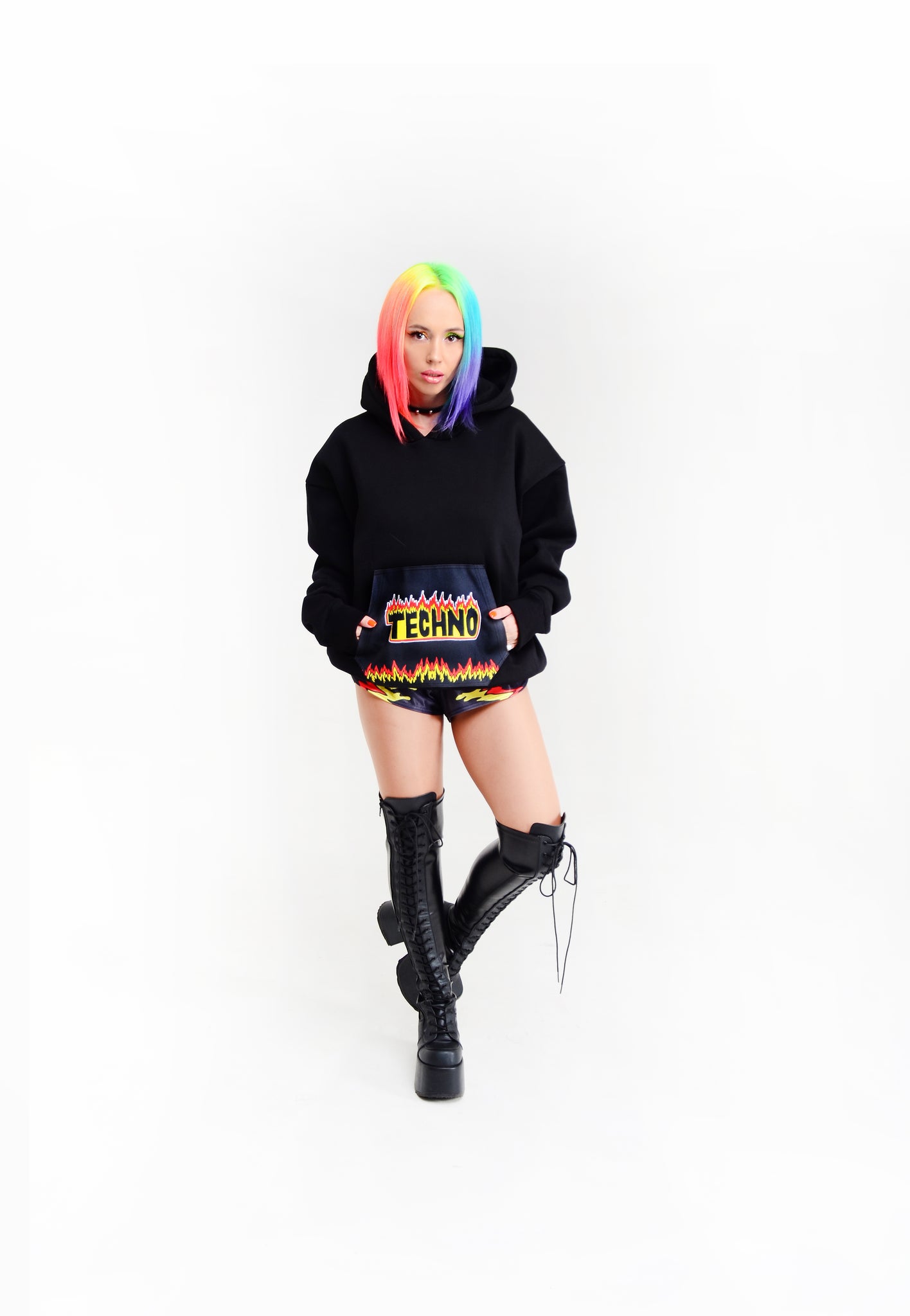 Fire Techno Unisex Regular fit Hoodie