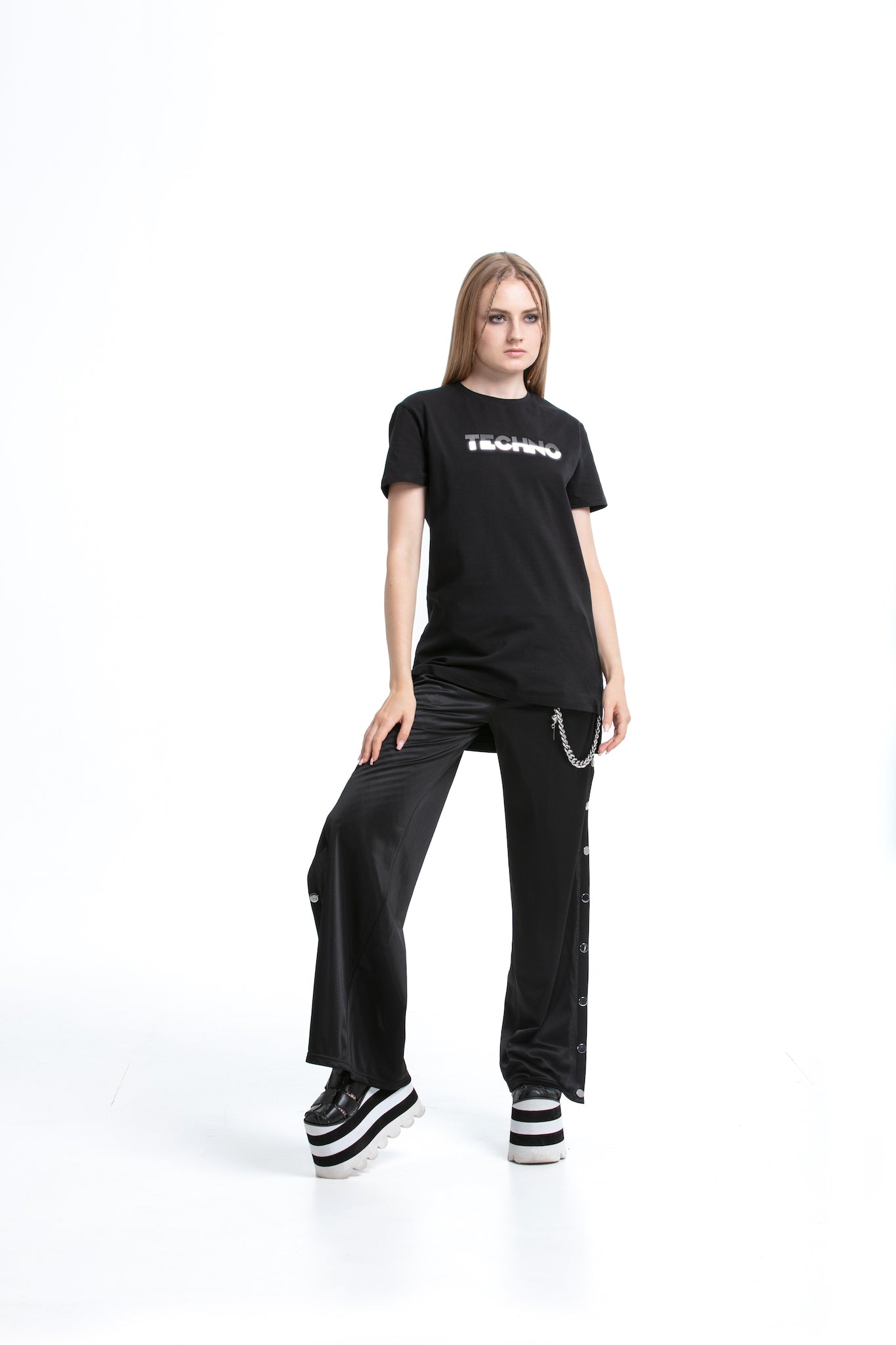 Reflective Techno - regular fit T-shirt with side cuts