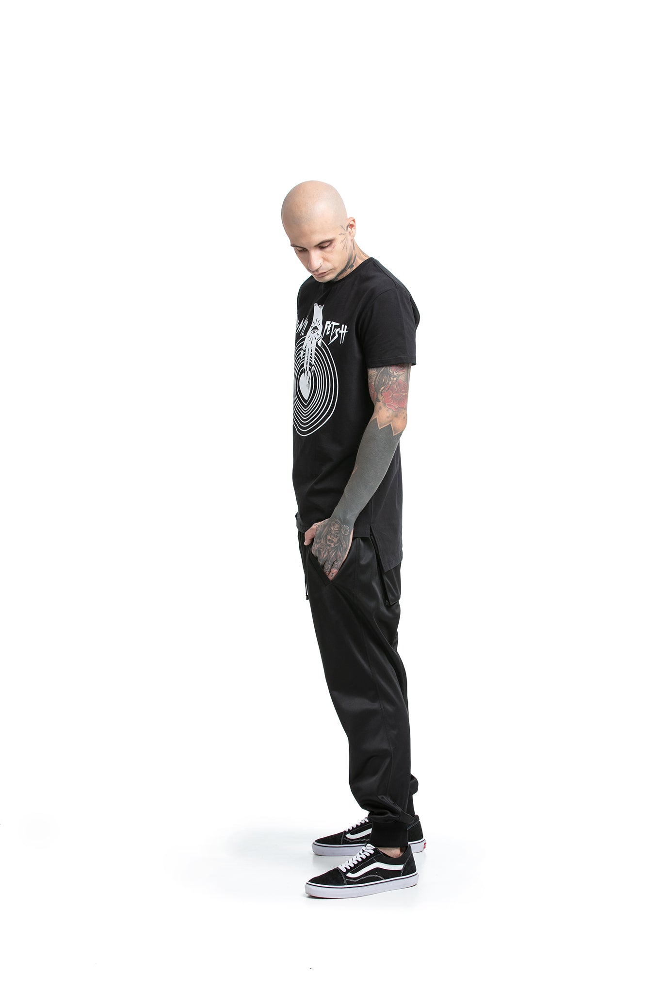 Vinyl Fetish - regular fit T-shirt with side cuts