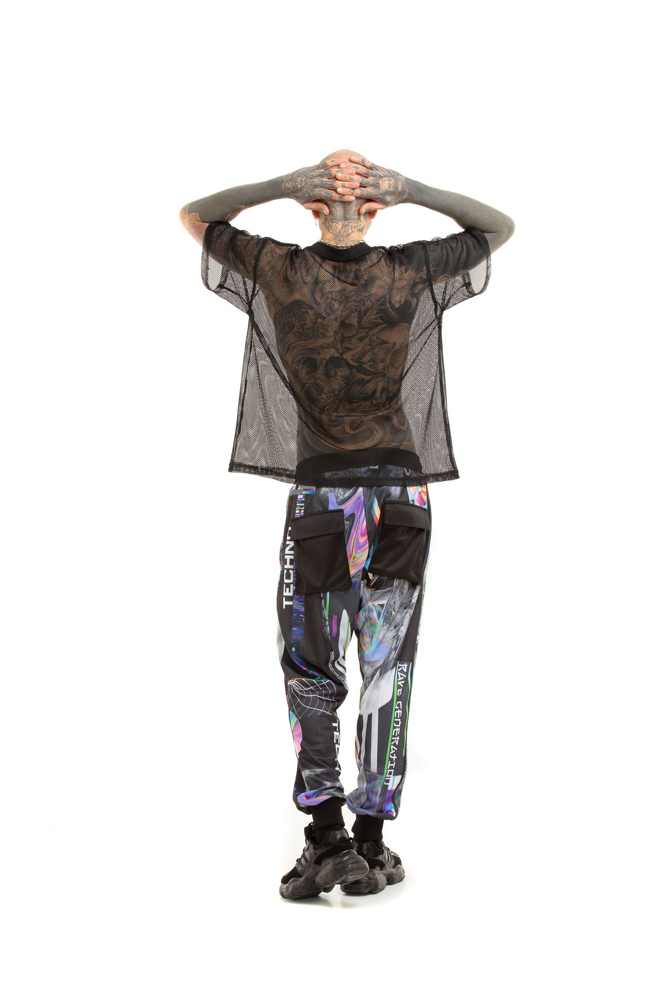 Unisex Mesh T-shirt with reflective rainbow inscription