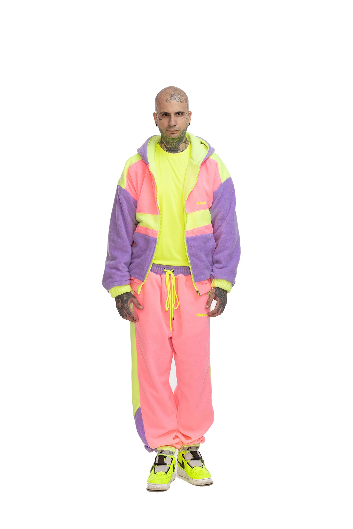 Fleece Color block zip up hoodie unisex