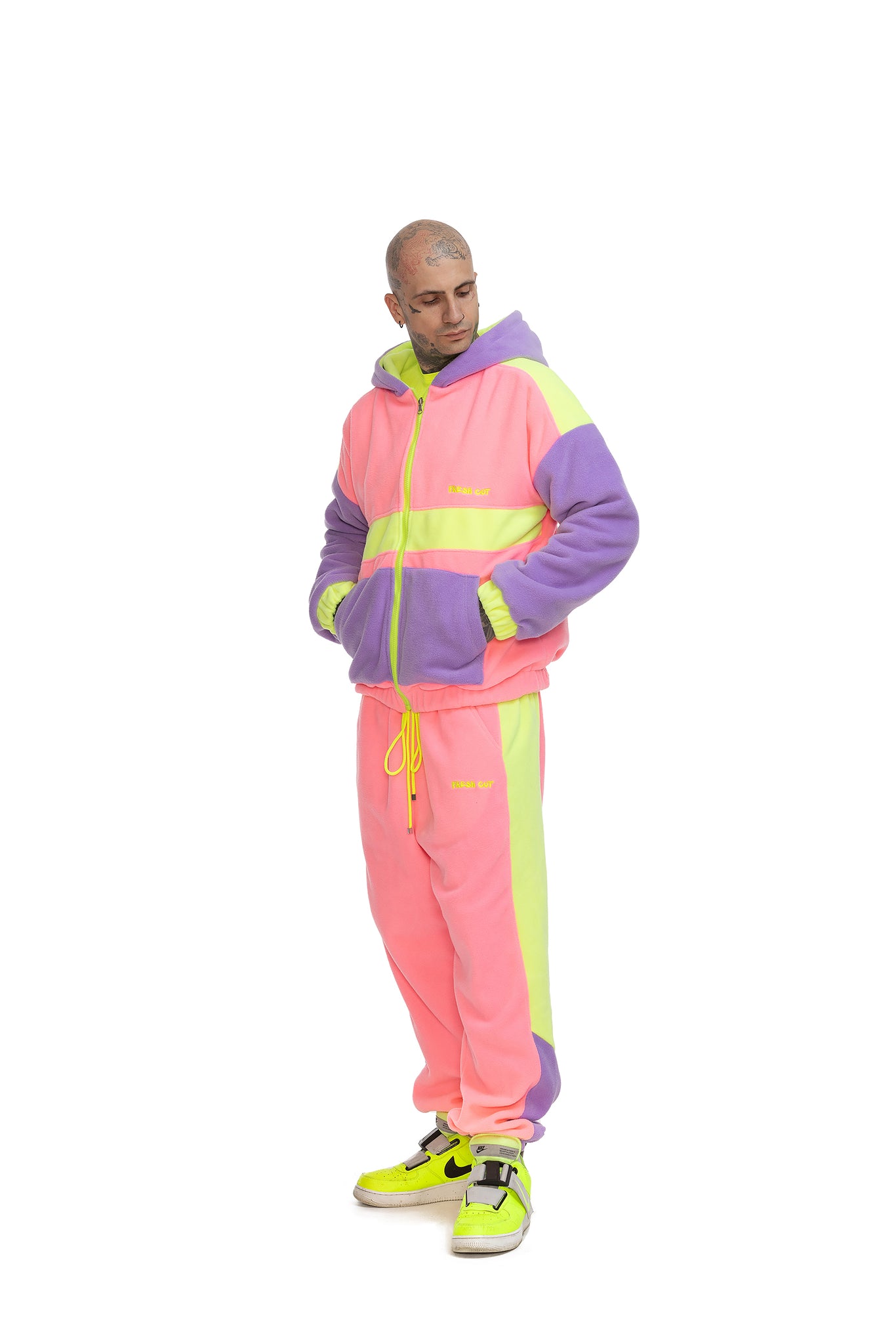 Fleece Color block trousers unisex