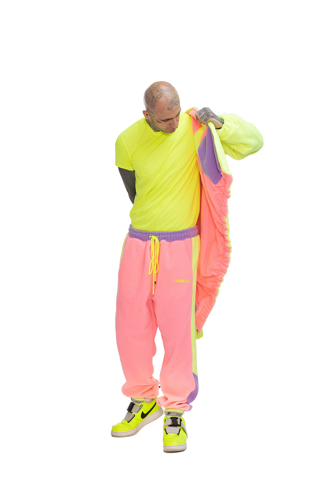 Fleece Color block zip up hoodie unisex
