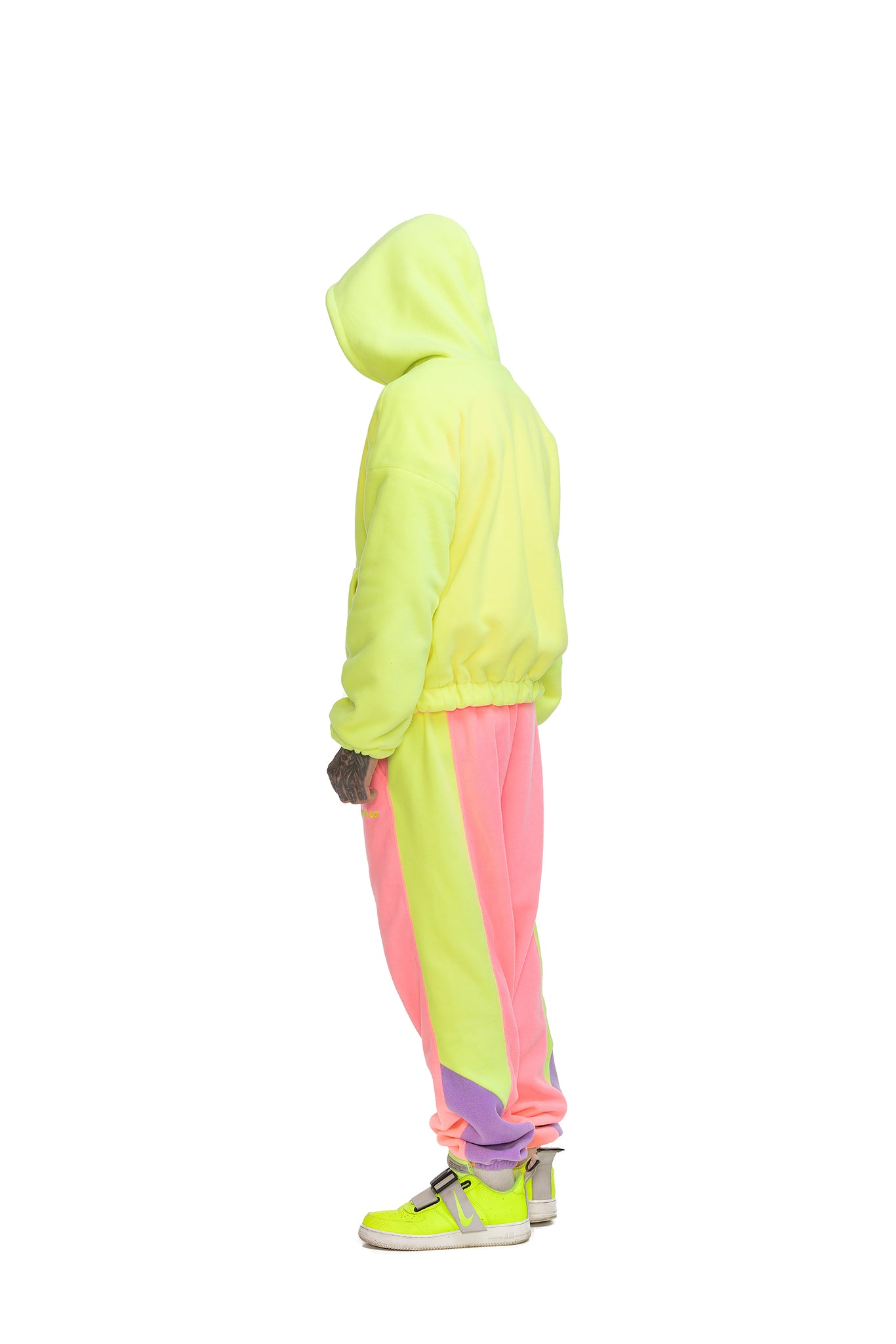 Fleece Color block zip up hoodie unisex