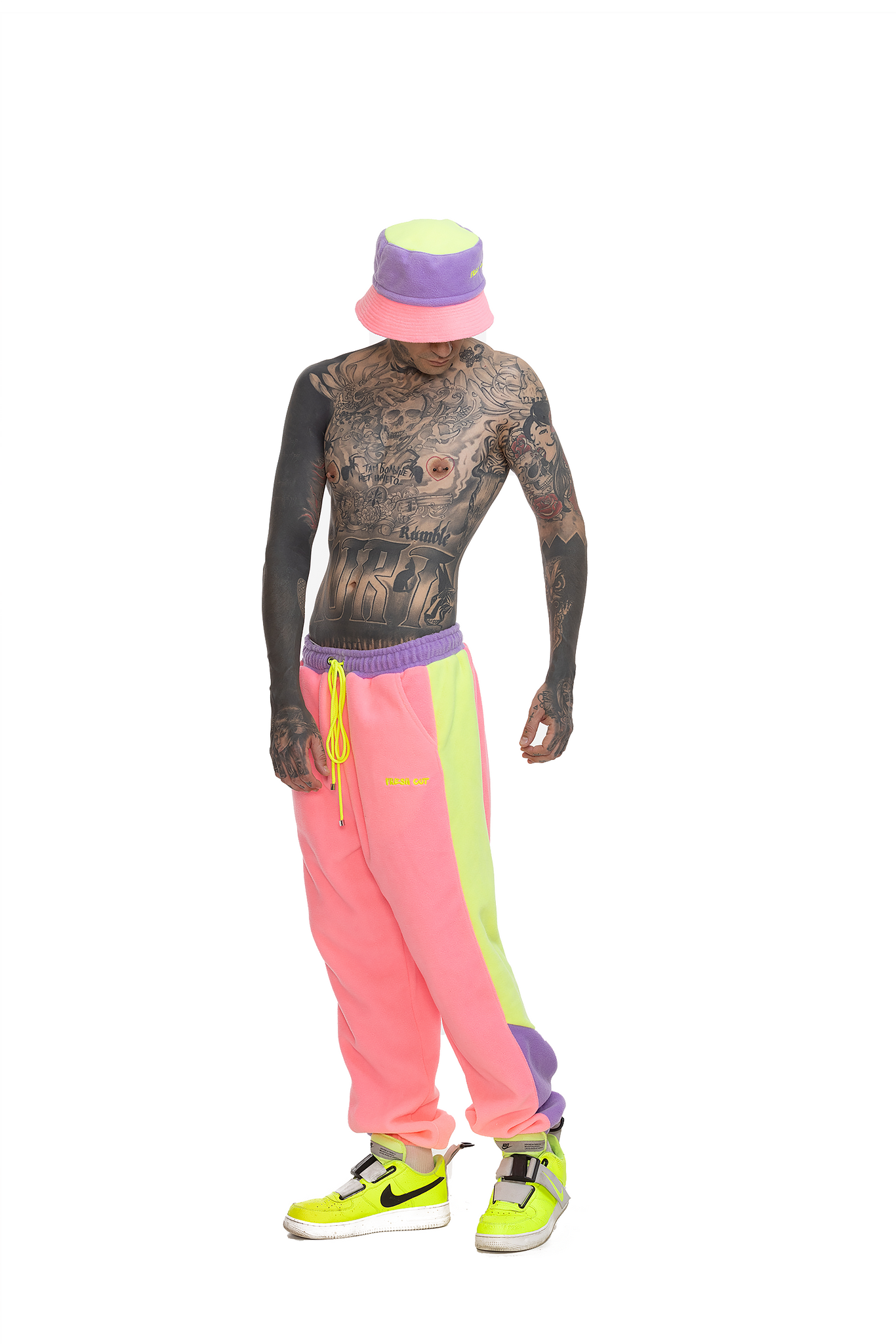 Fleece Color block Bucket hat