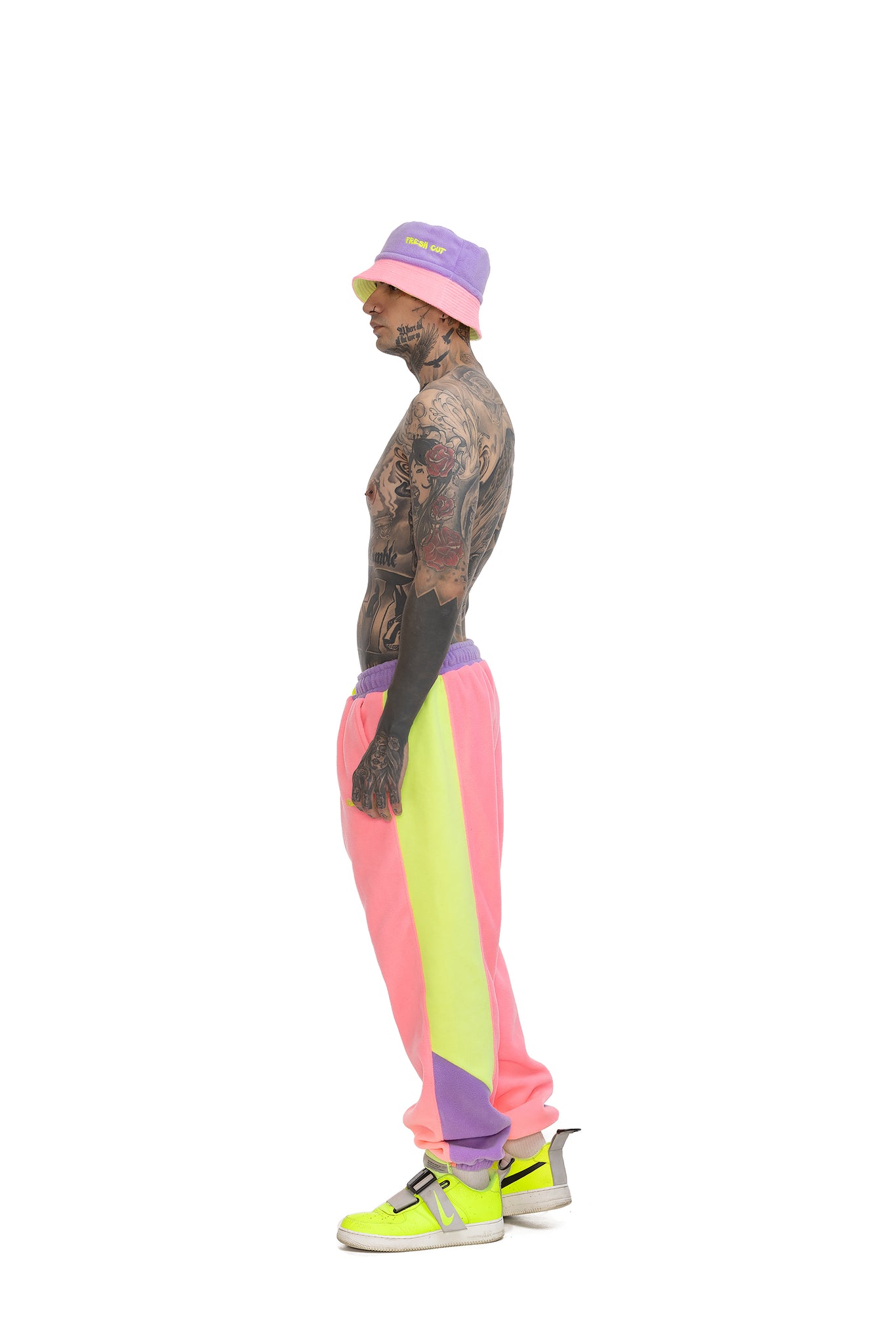 Fleece Color block Bucket hat