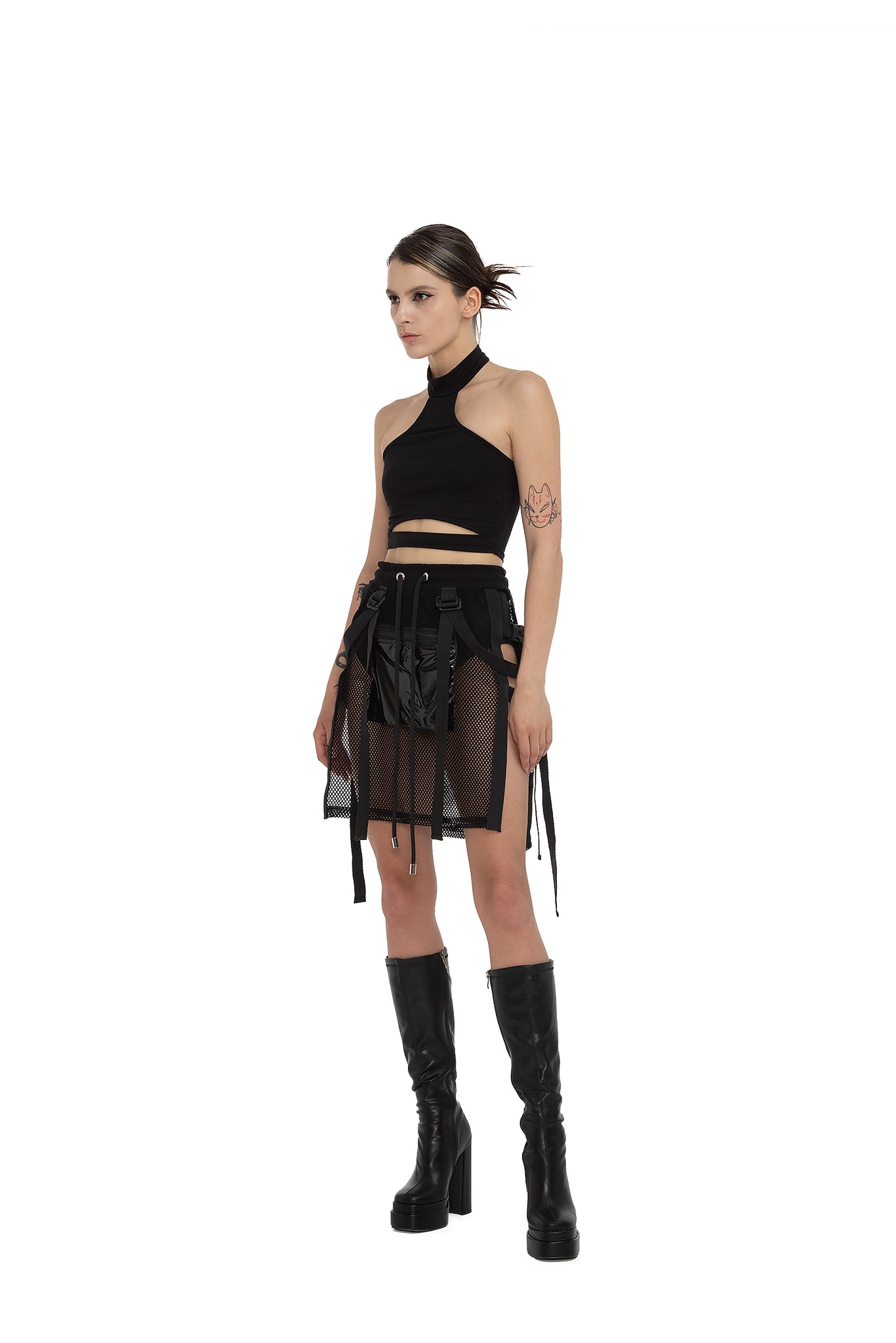 Unisex Mesh skirt with PVC zip pocket