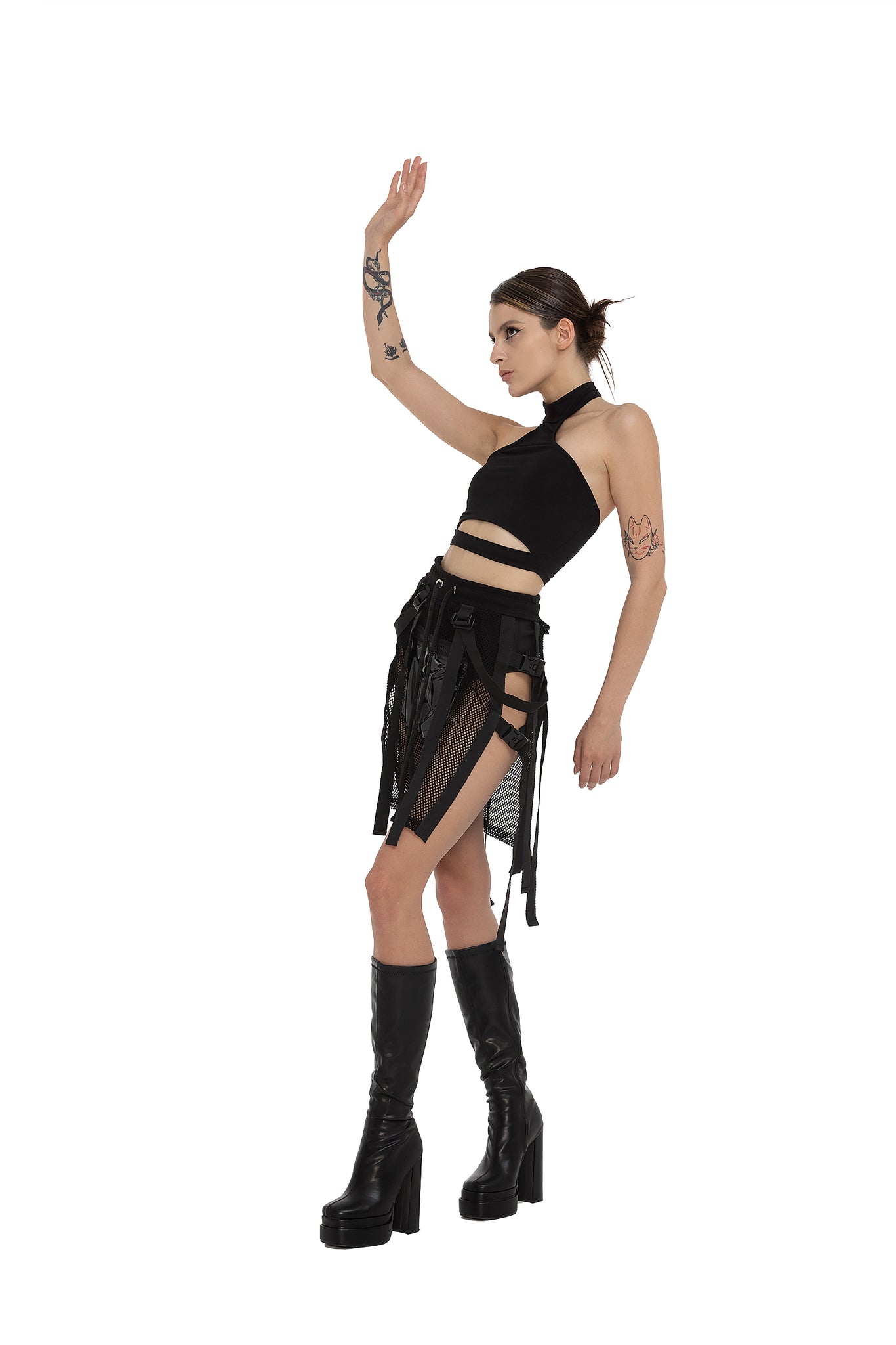 Unisex Mesh skirt with PVC zip pocket