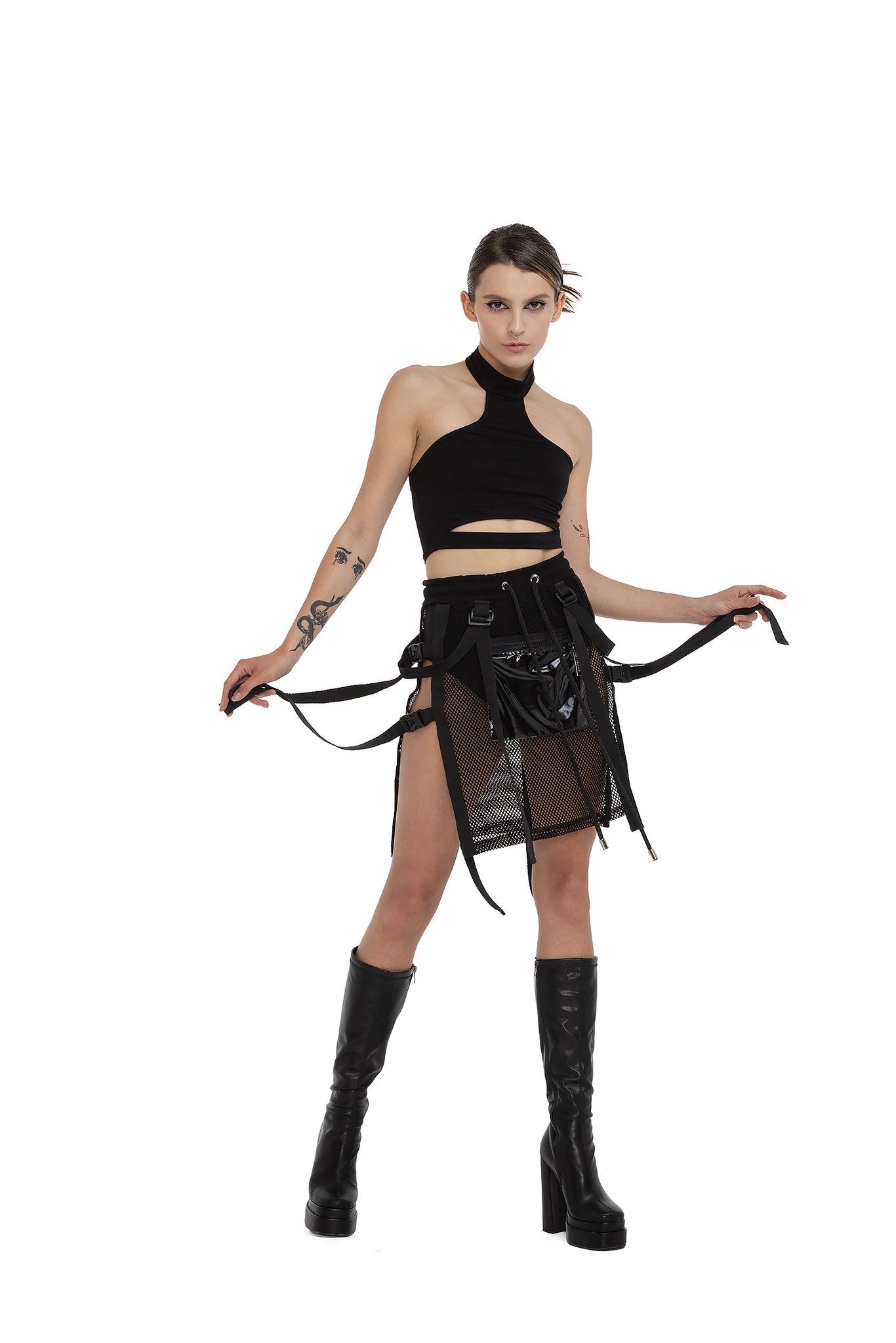 Unisex Mesh skirt with PVC zip pocket