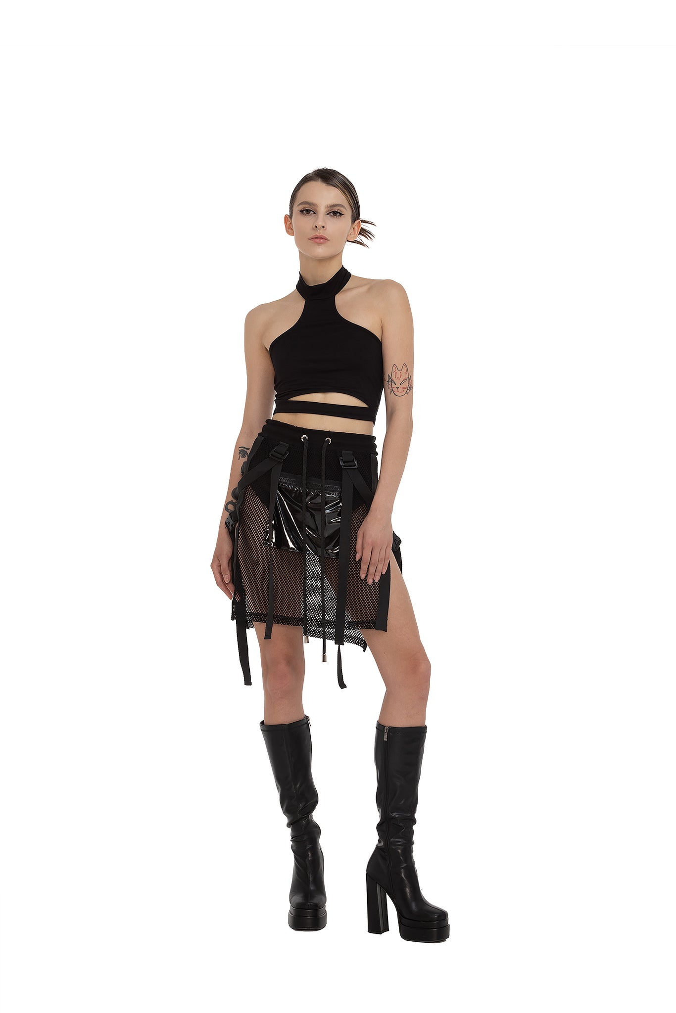 Unisex Mesh skirt with PVC zip pocket