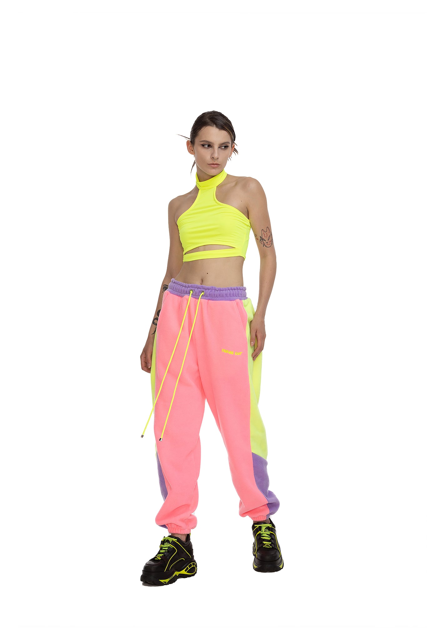 Fleece Color block trousers unisex