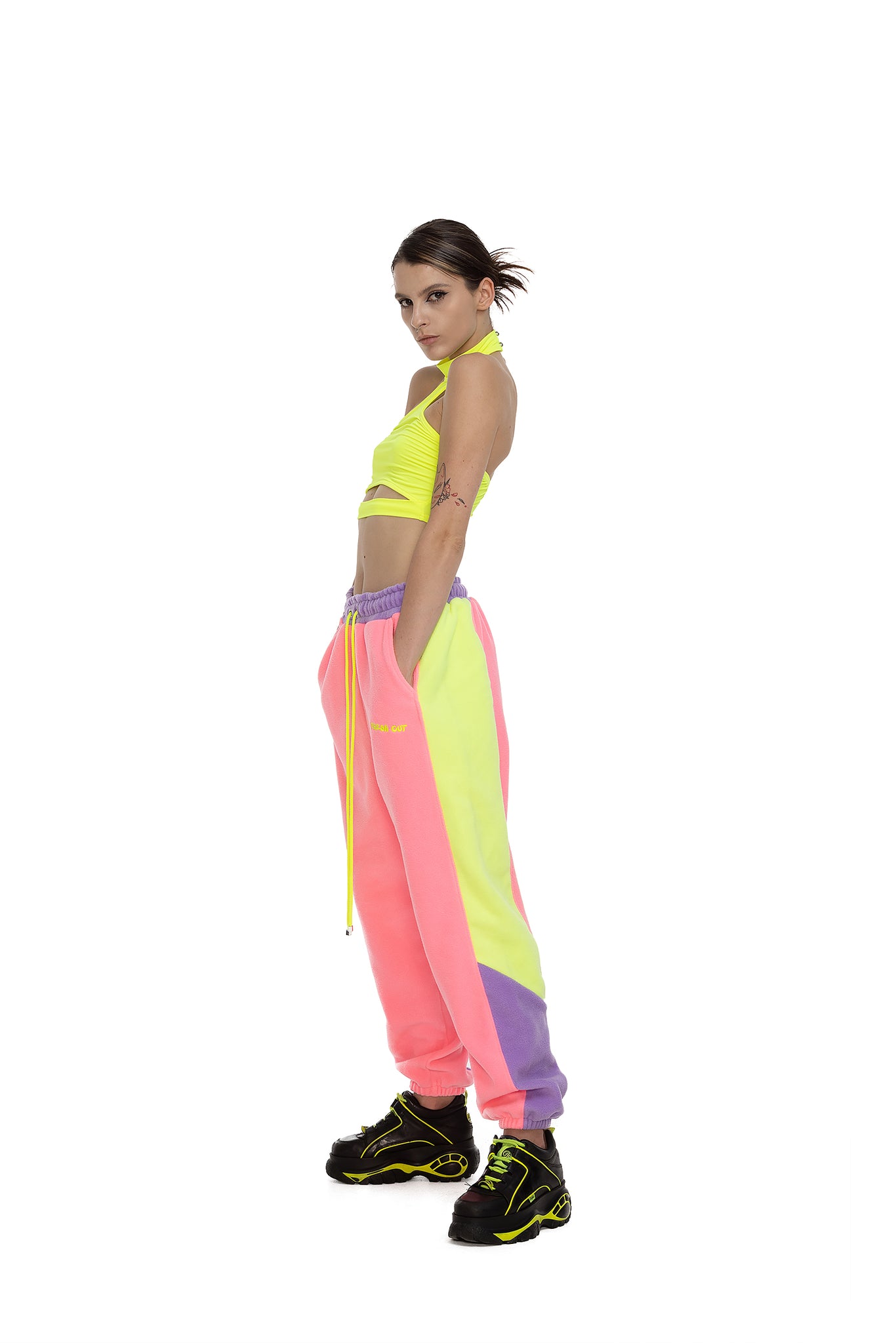 Fleece Color block trousers unisex
