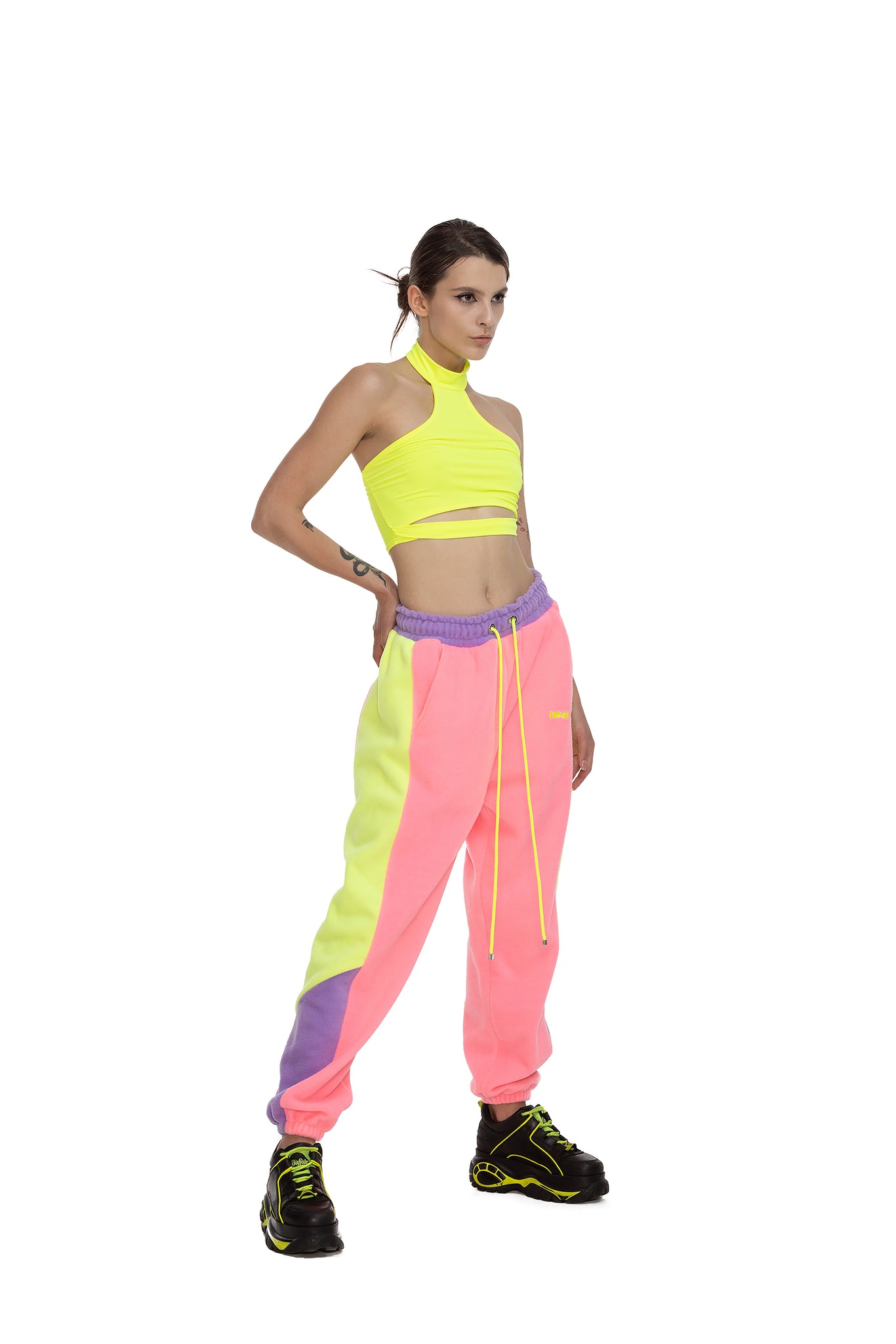 Fleece Color block trousers unisex