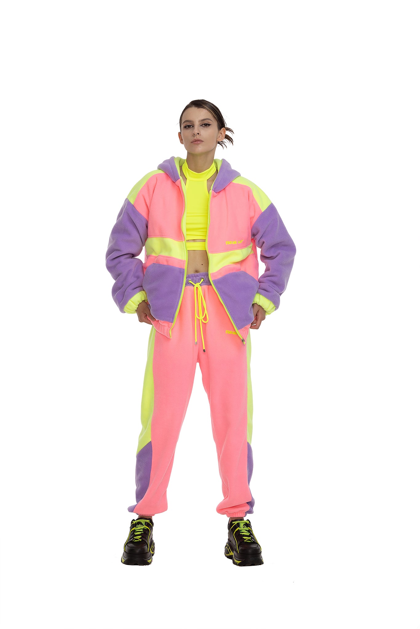 Fleece Color block trousers unisex