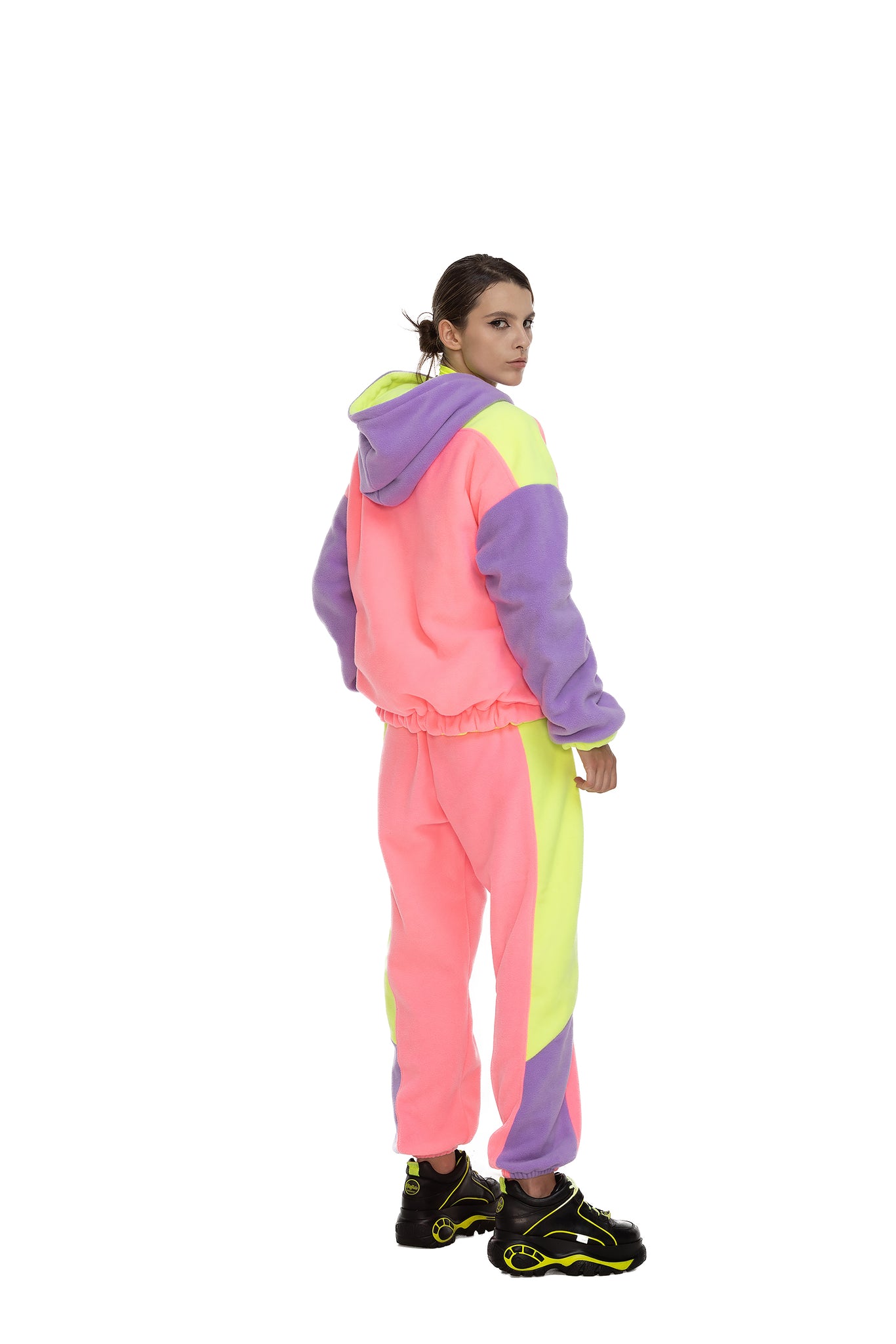 Fleece Color block zip up hoodie unisex