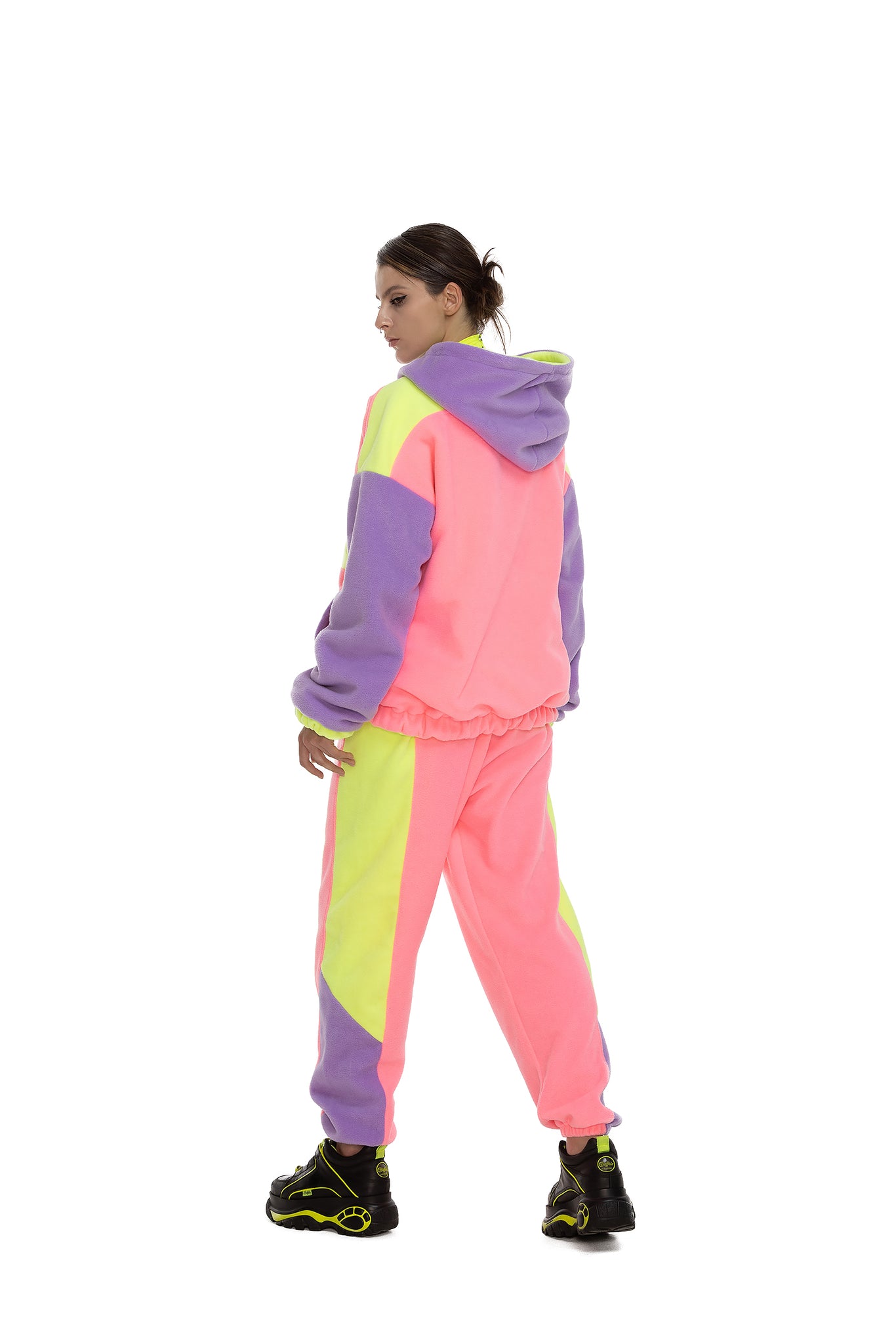 Fleece Color block zip up hoodie unisex