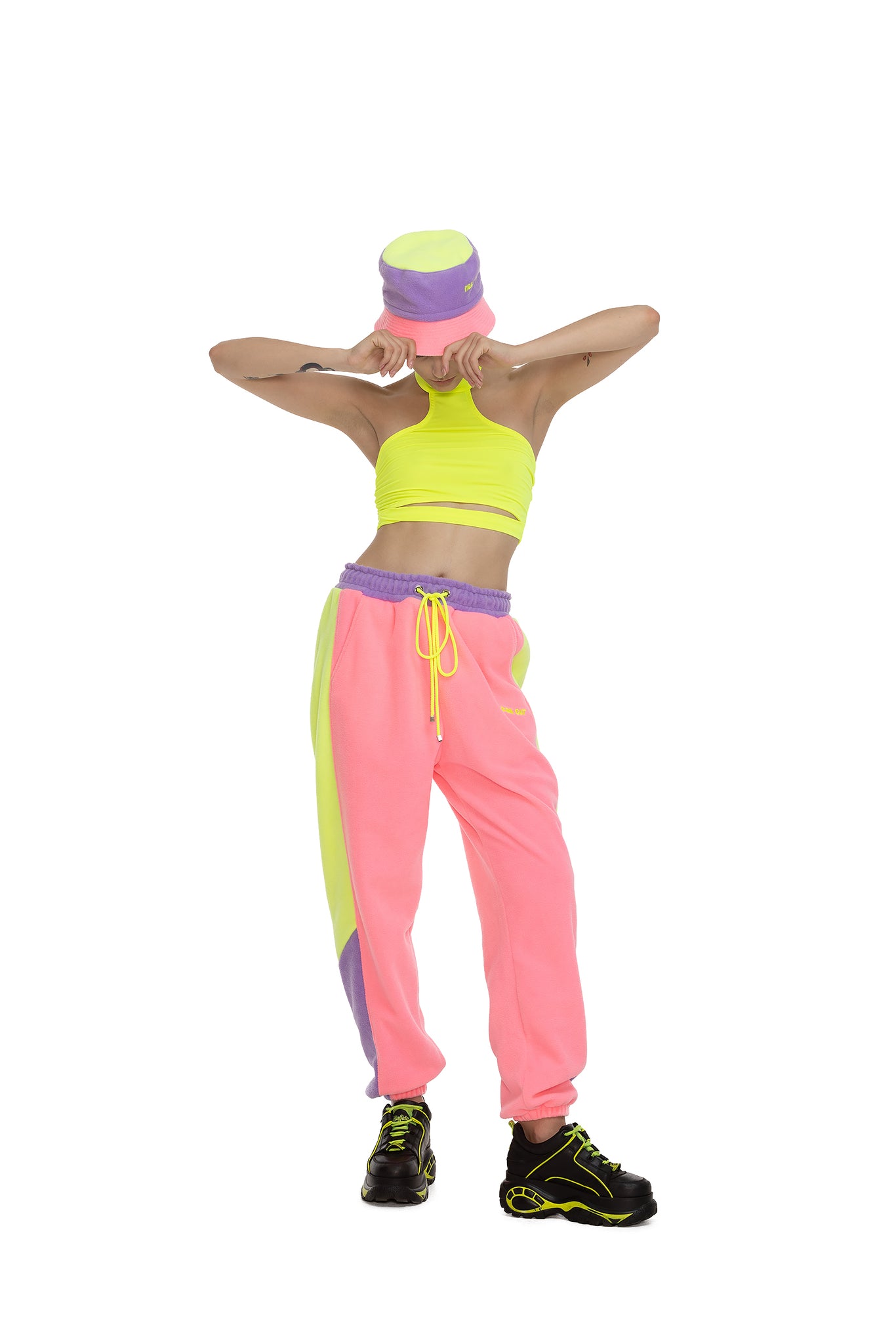 Fleece Color block Bucket hat