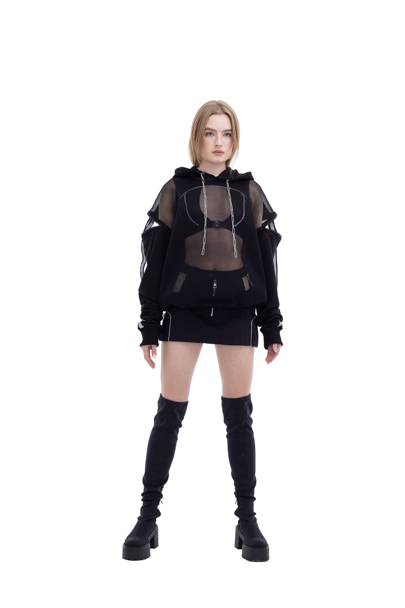Mesh Unisex Hoodie with reflective details