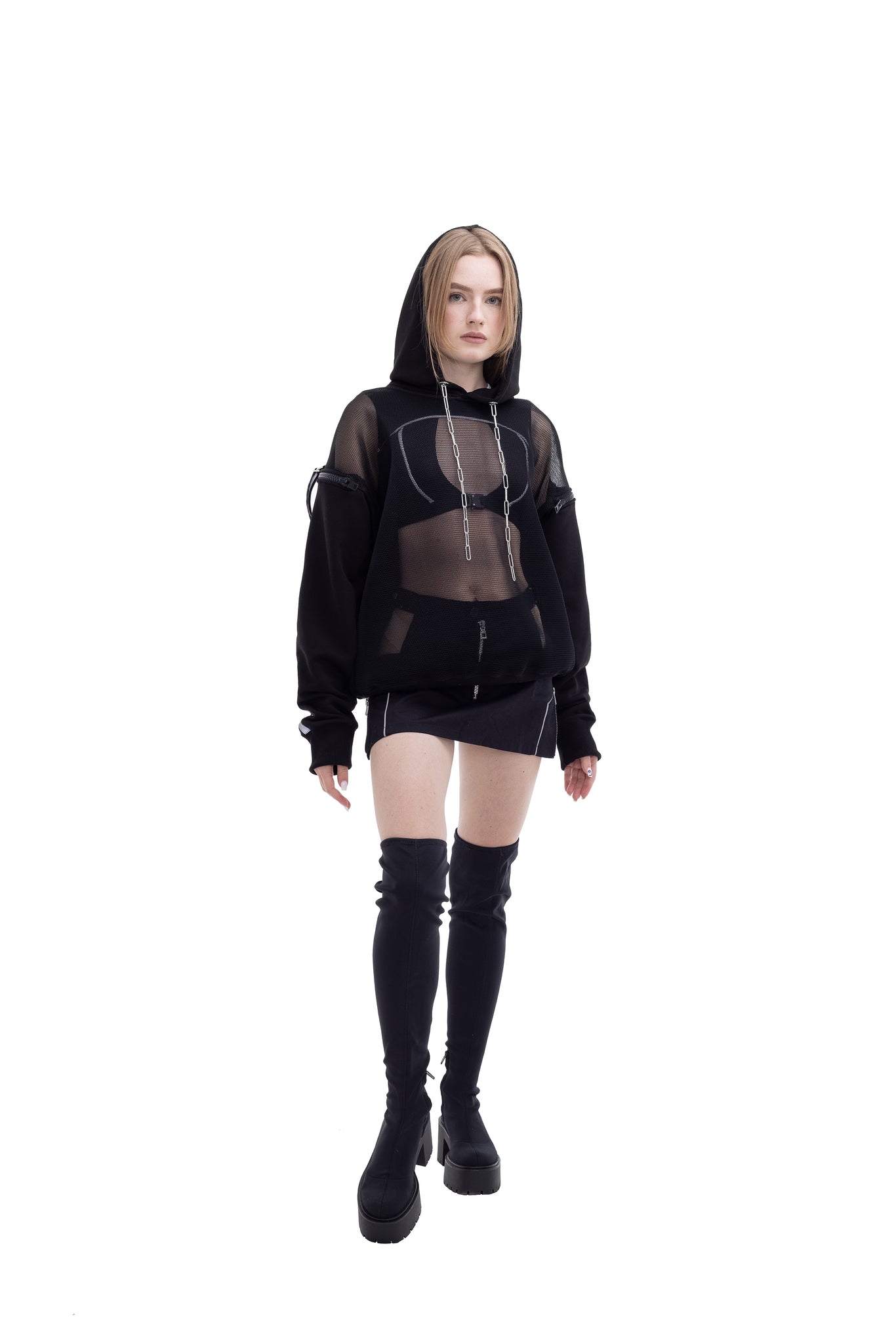 Mesh Unisex Hoodie with reflective details