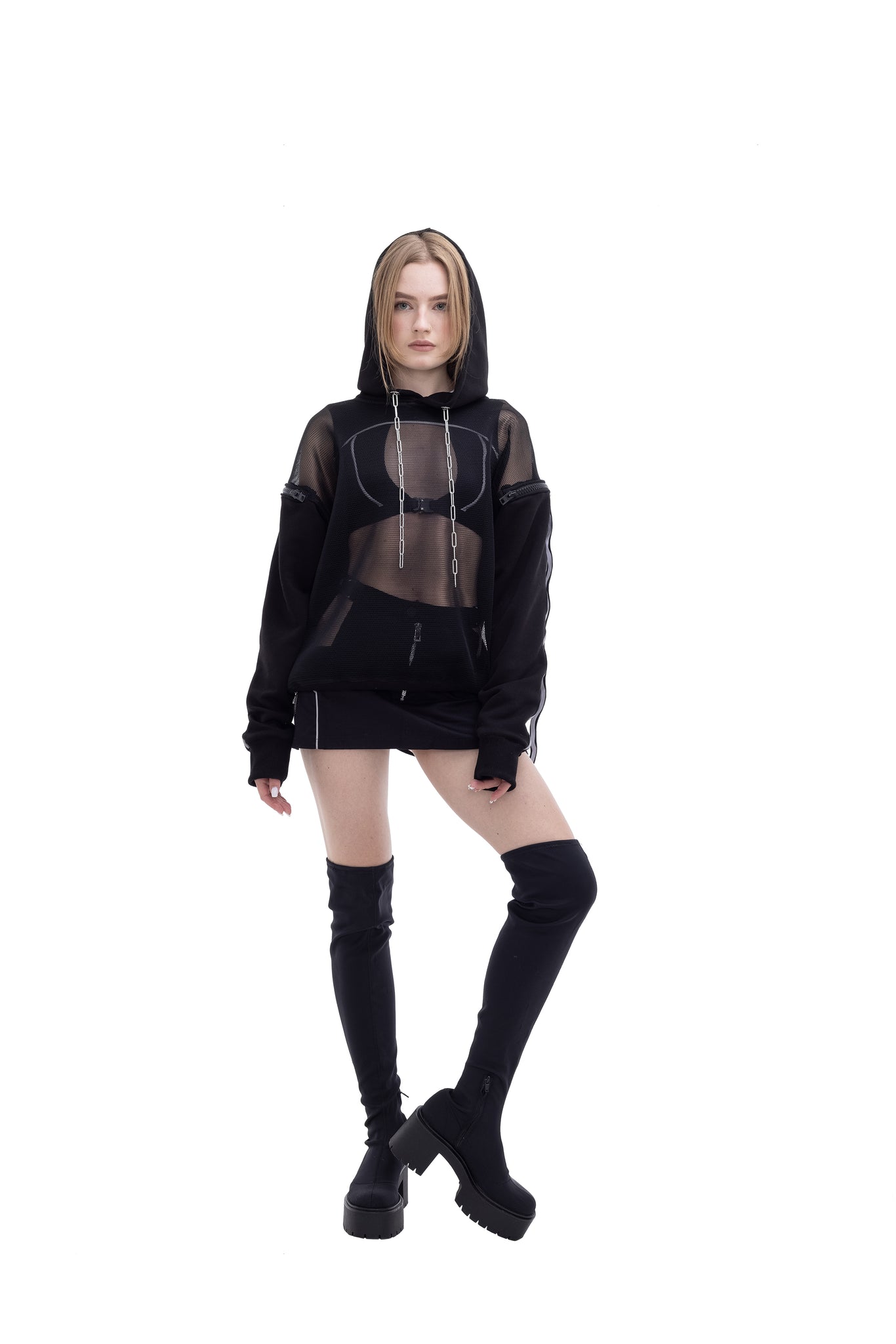 Mesh Unisex Hoodie with reflective details