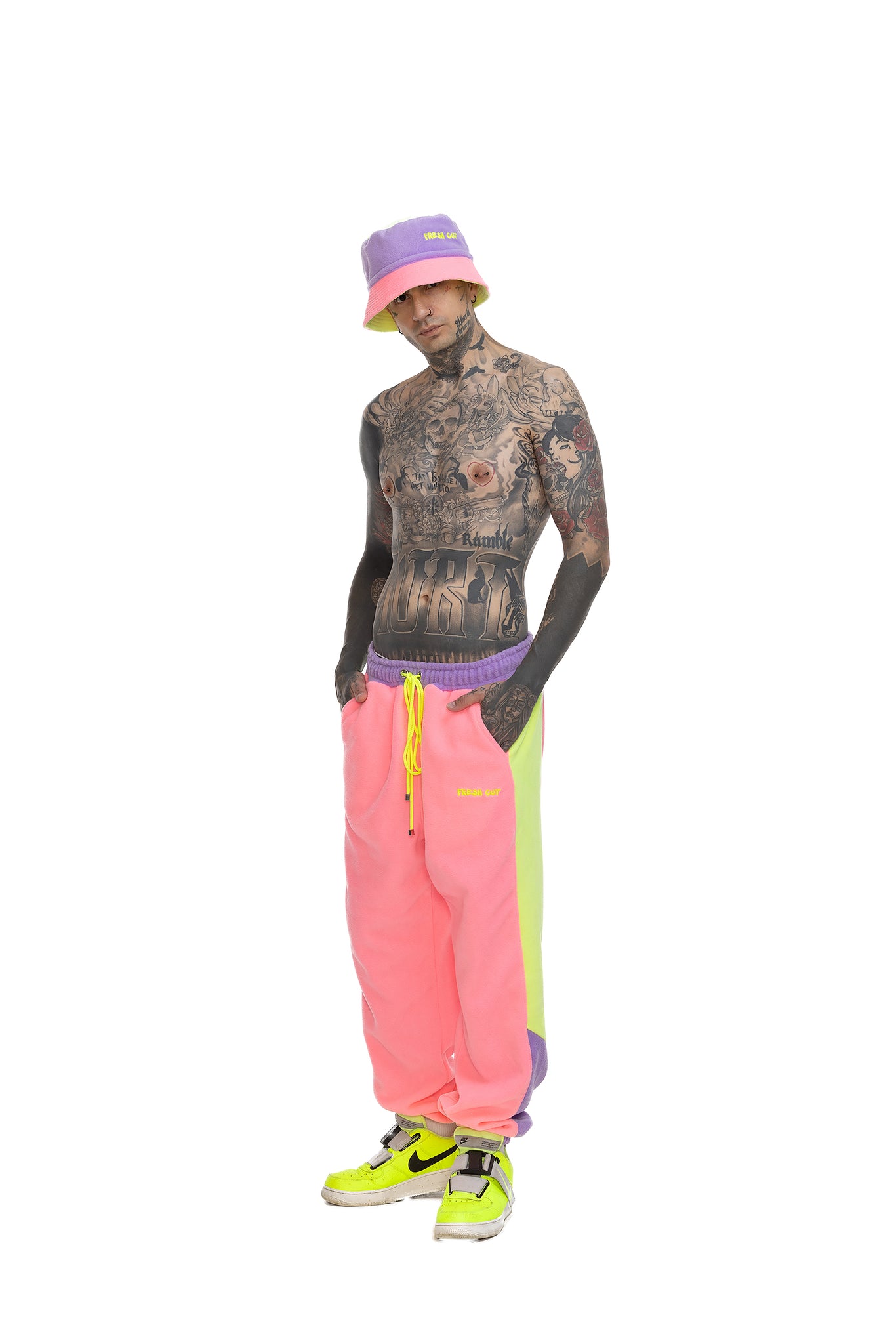 Fleece Color block Bucket hat