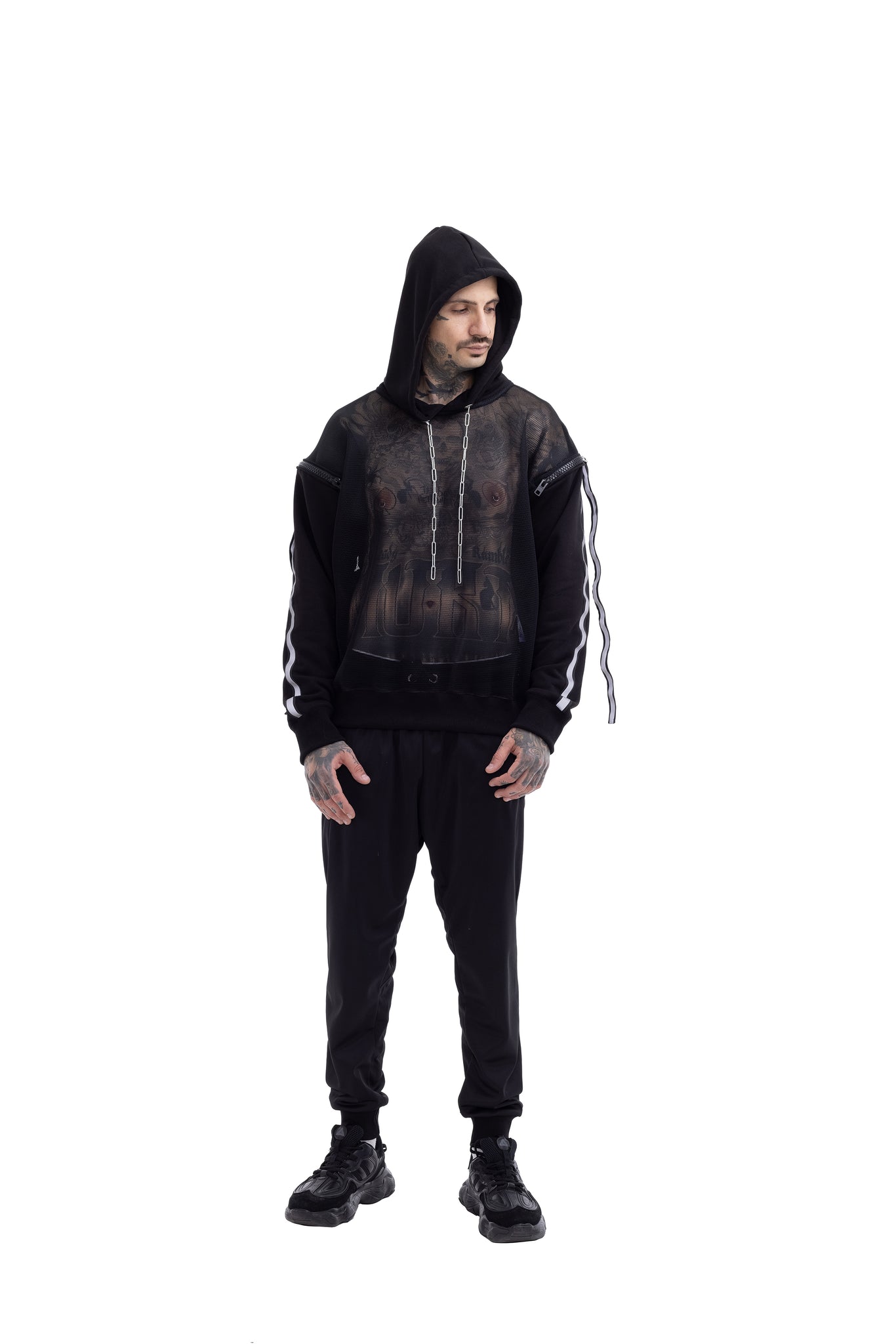 Mesh Unisex Hoodie with reflective details