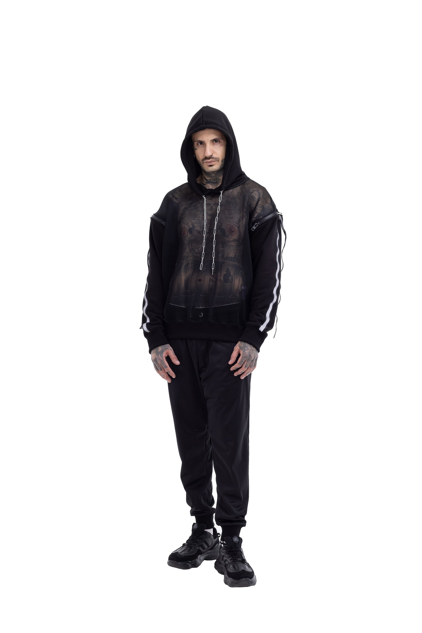 Mesh Unisex Hoodie with reflective details