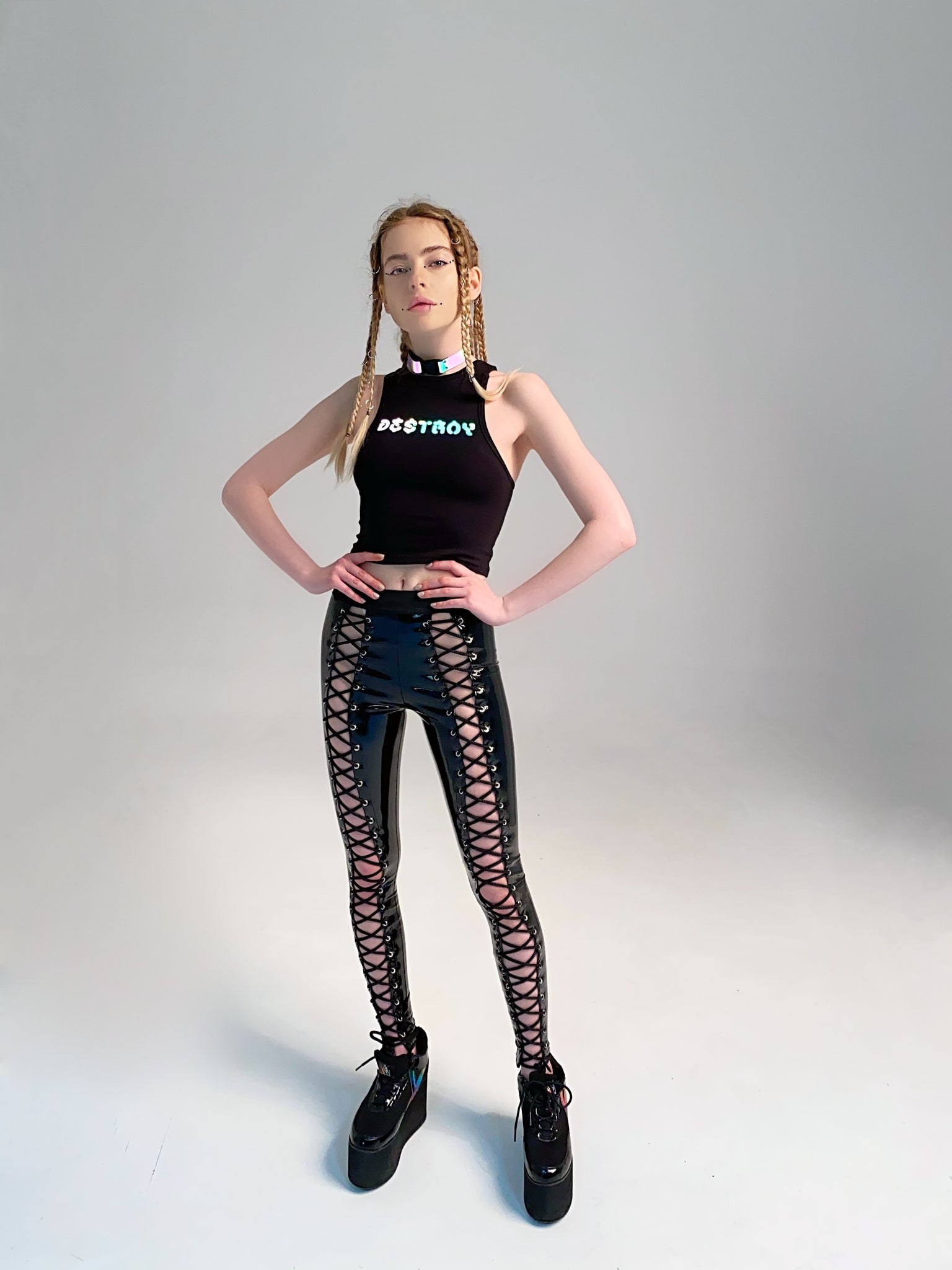 Reflective Rainbow Destroy cropped top