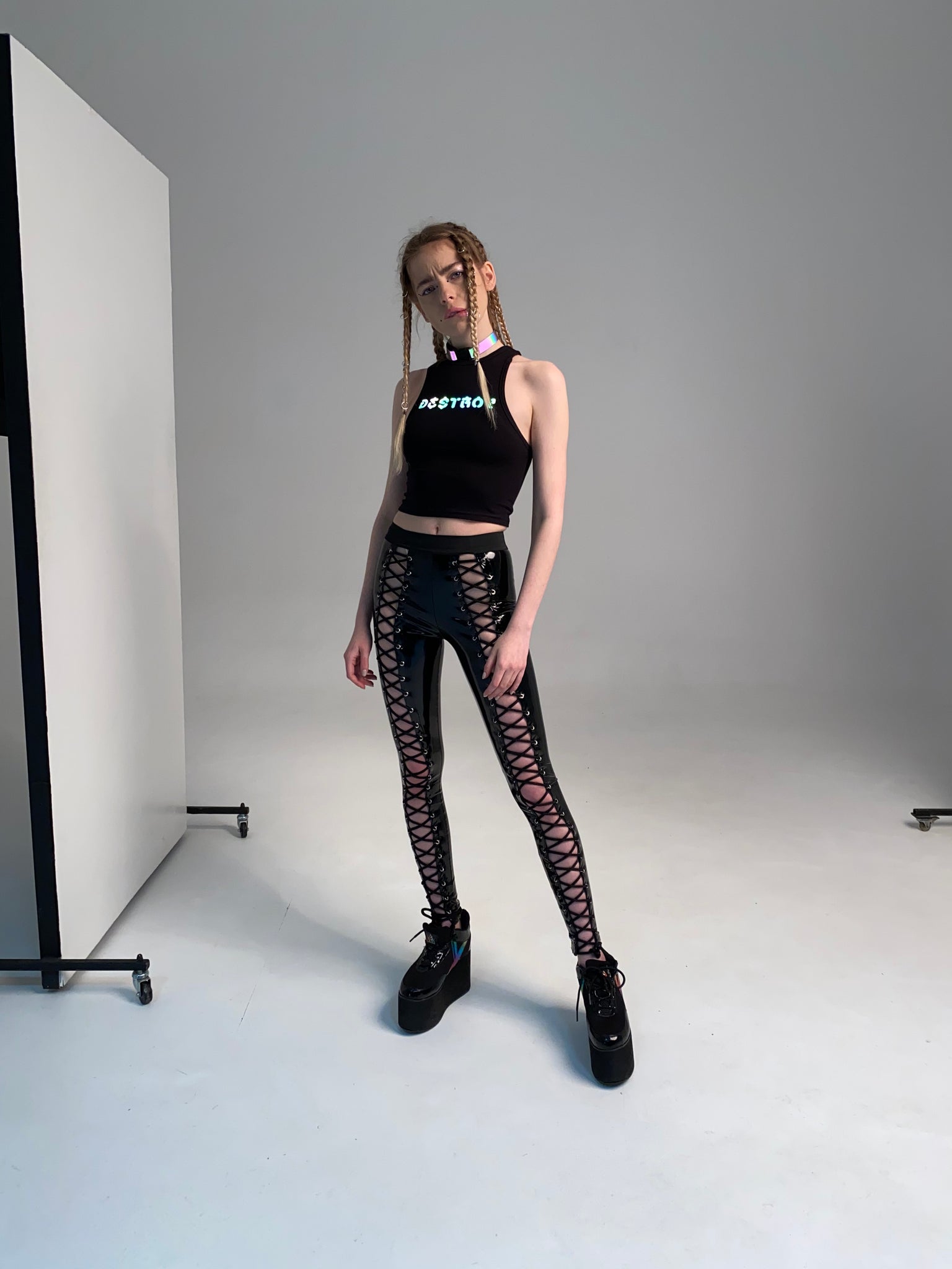 Reflective Rainbow Destroy cropped top