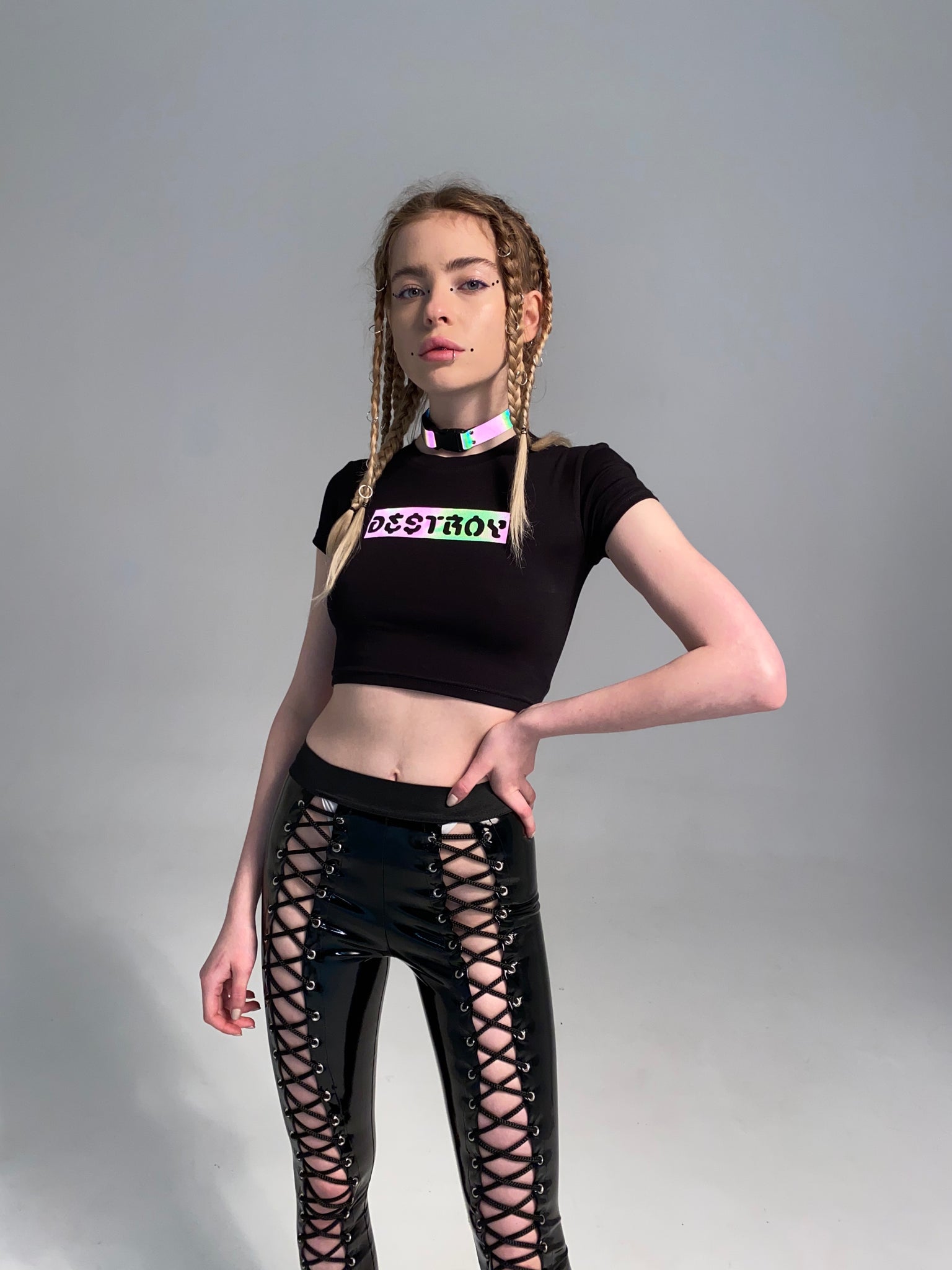 Reflective Rainbow Destroy Slim Top